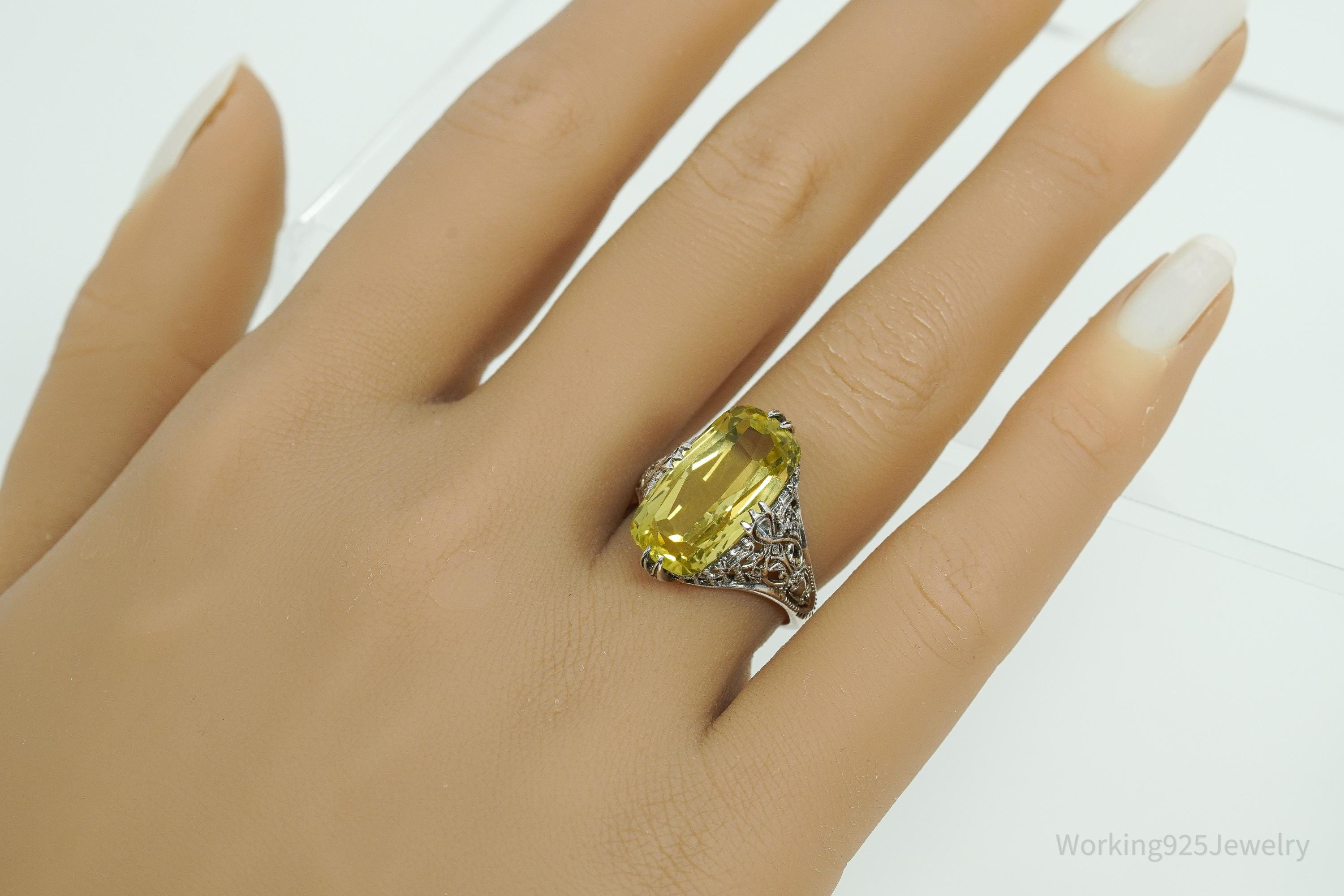 Vintage Designer CNA Citrine Sterling Silver Ring - Size 7