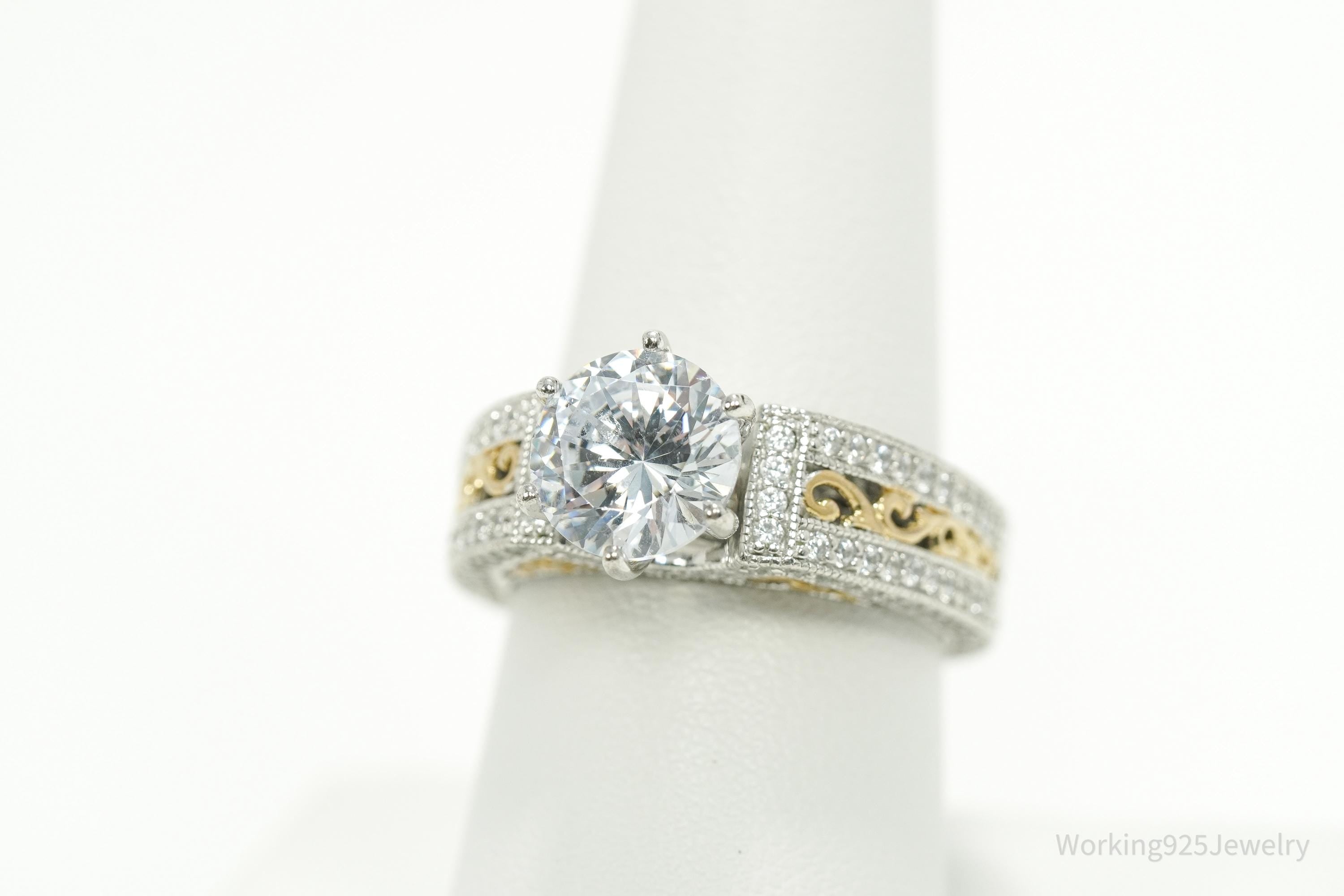 Designer Vanna K Cubic Zirconia Gold Vermeil Sterling Silver Ring - Size 8.25