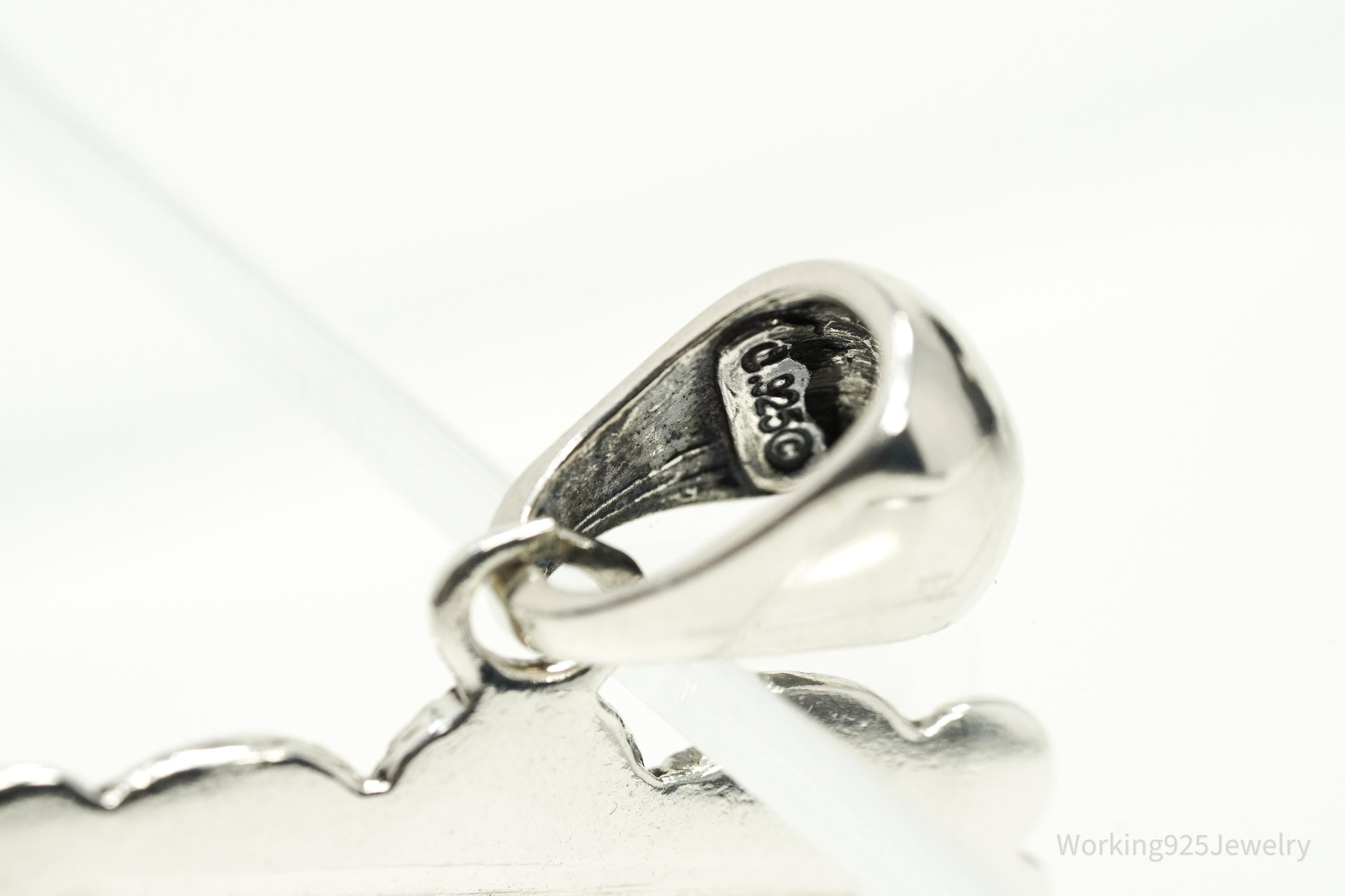 Large Vintage Carolyn Pollack Relios Desert Scene Multi Gem Inlay Sterling Silver Pendant