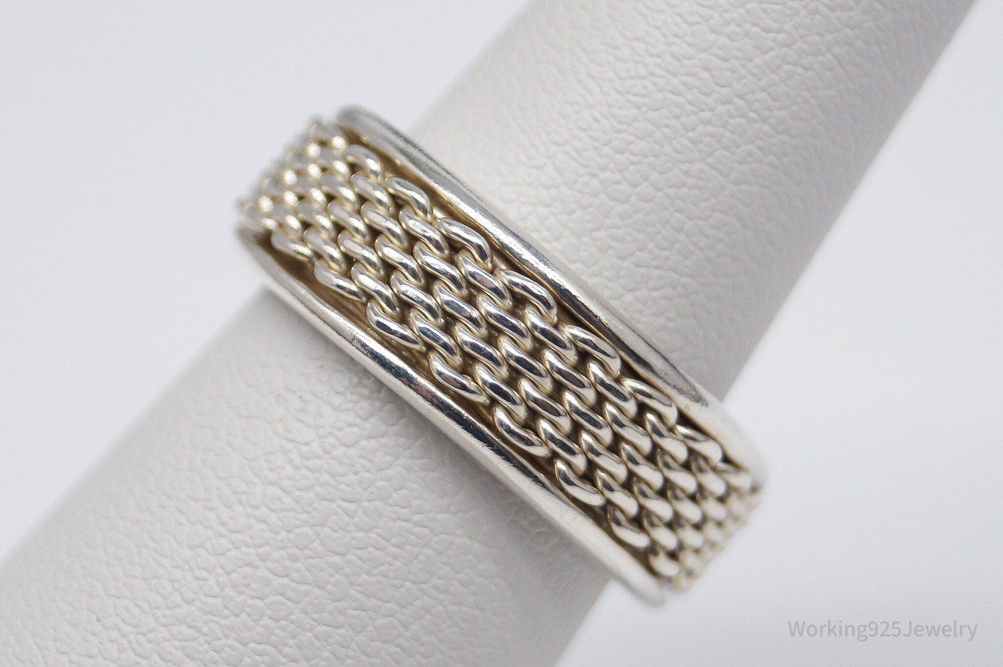 Vintage Espo Sig Chainlink Sterling Silver Band Ring - Size 6