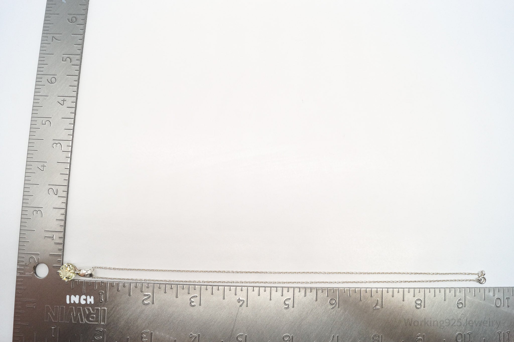 Vintage Lemon Quartz Sterling Silver Necklace 18"