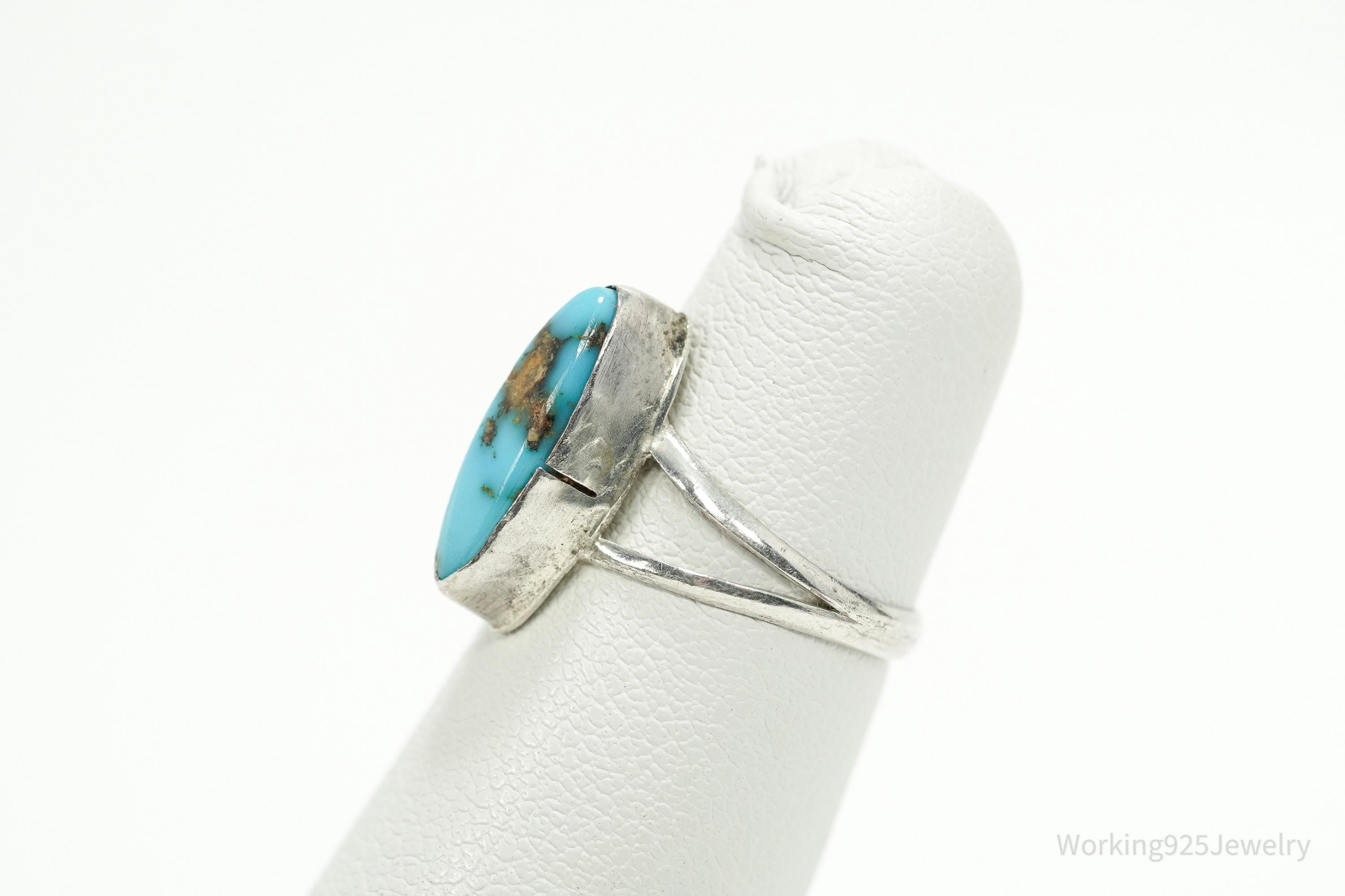 Vintage Native American Turquoise Sterling Silver Ring - Size 2.75