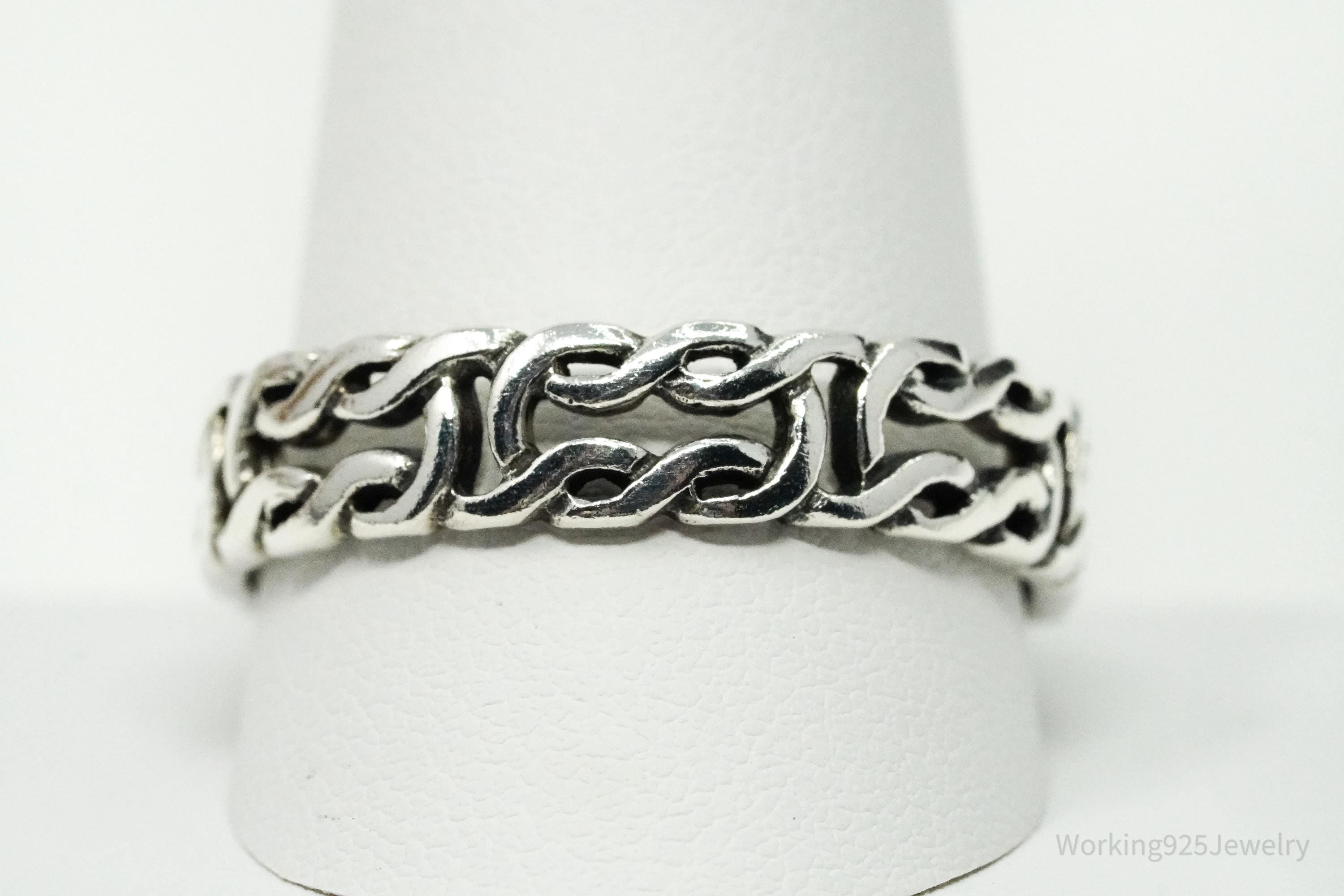 Vintage Celtic Knot Design Sterling Silver Band Ring - Size 13