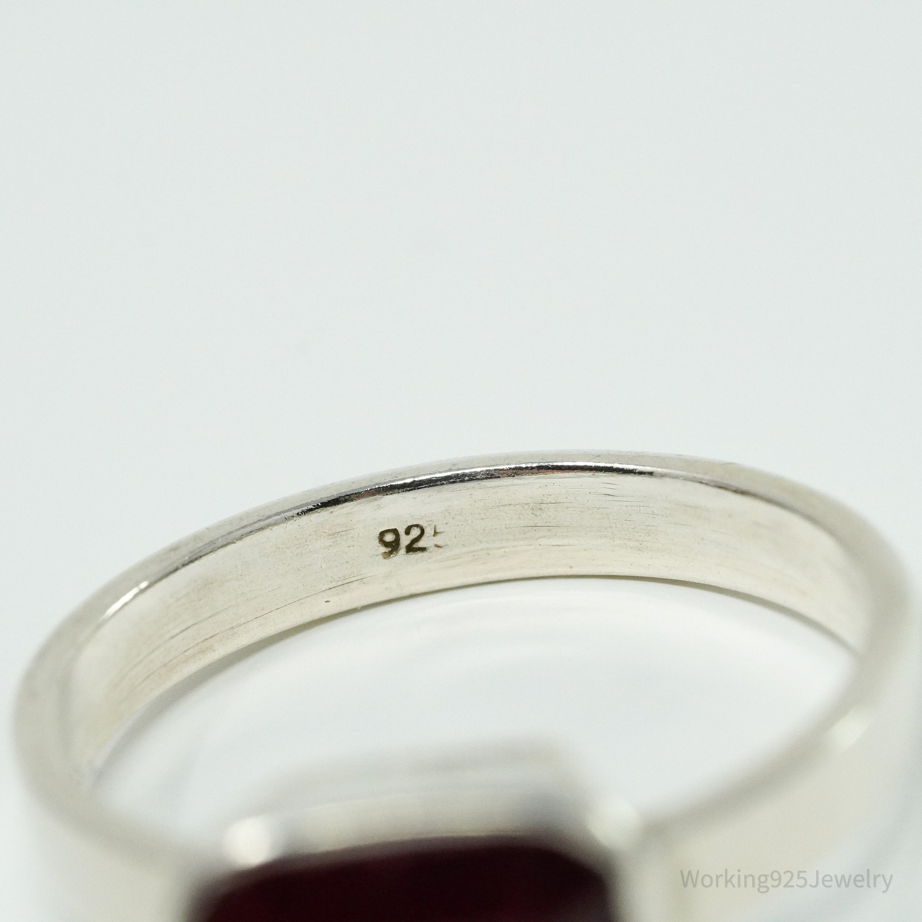 Vintage Ruby Sterling Silver Ring - Size 10.75