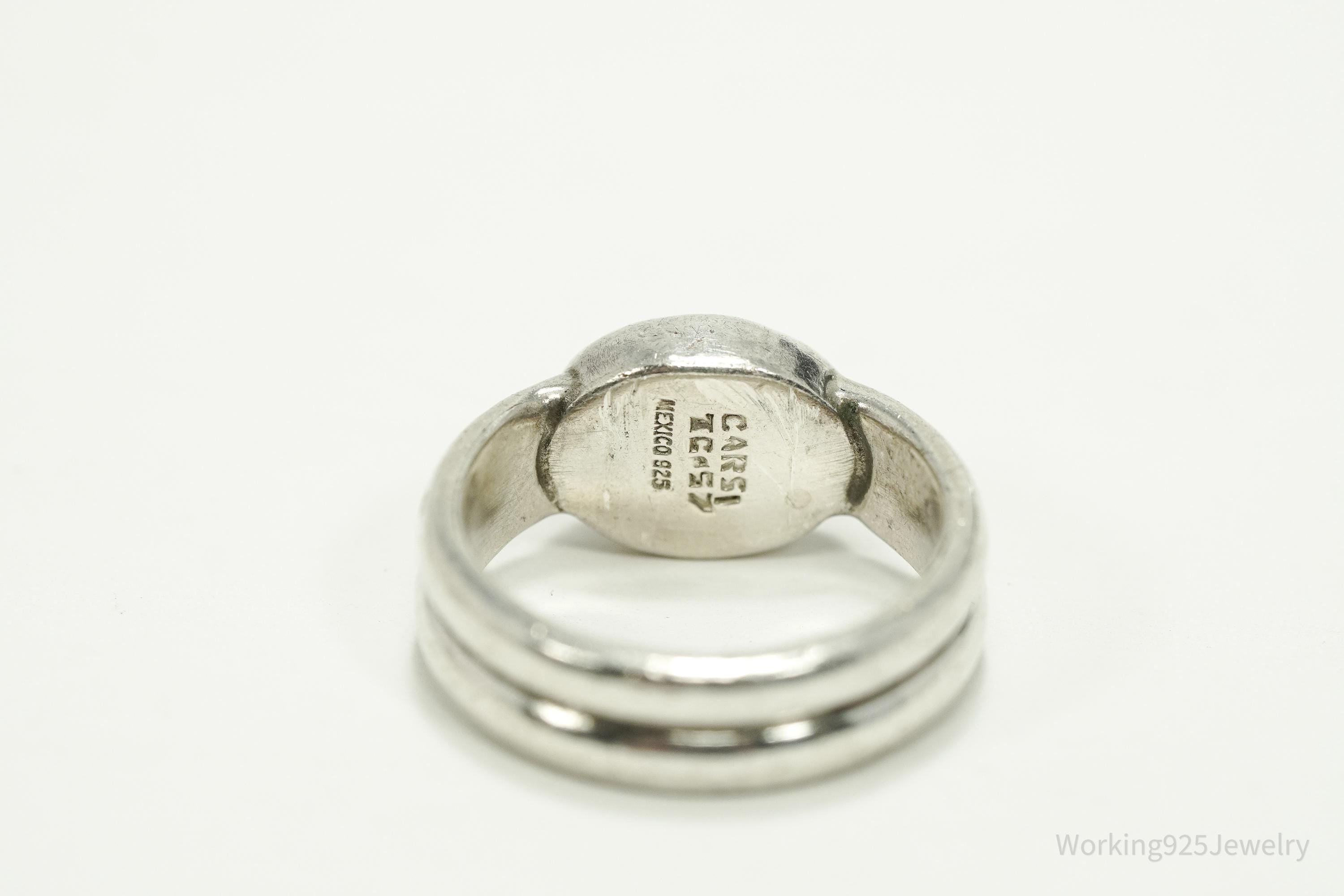 Vintage Early Mexico Designer Carsi Lapis Lazuli Sterling Silver Ring Size 8