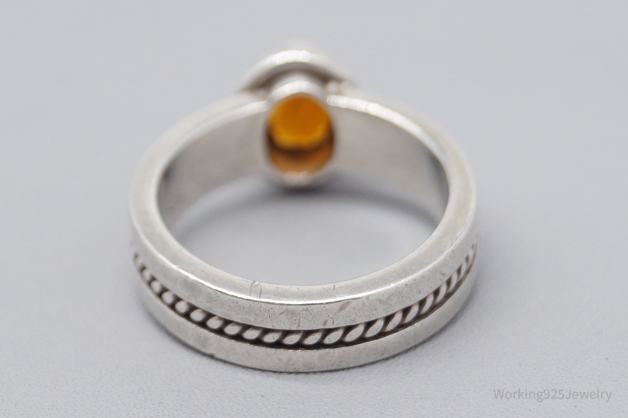 Vintage Citrine Sterling Silver Ring - Size 7.25