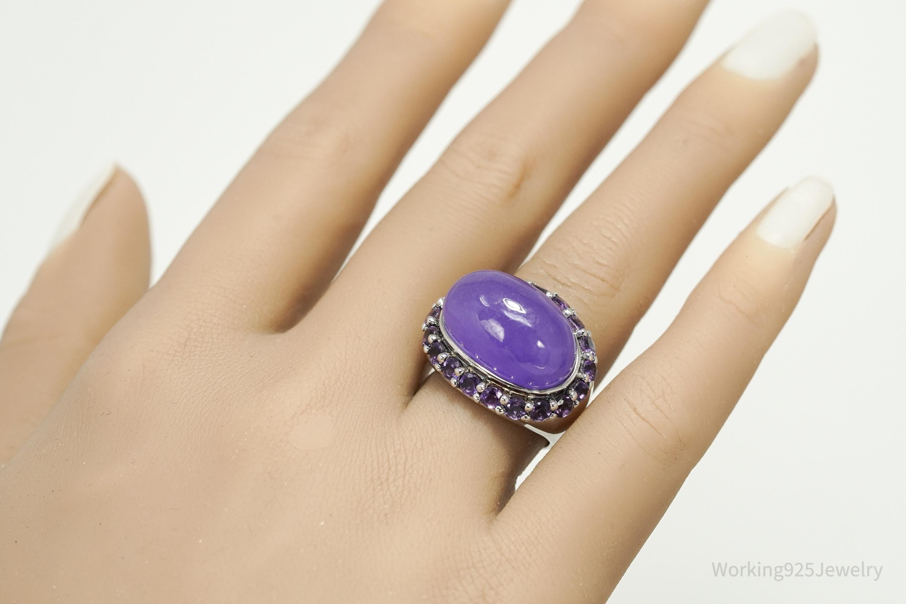 Vintage Purple Quartz & Amethyst Sterling Silver Ring – Size 6.75