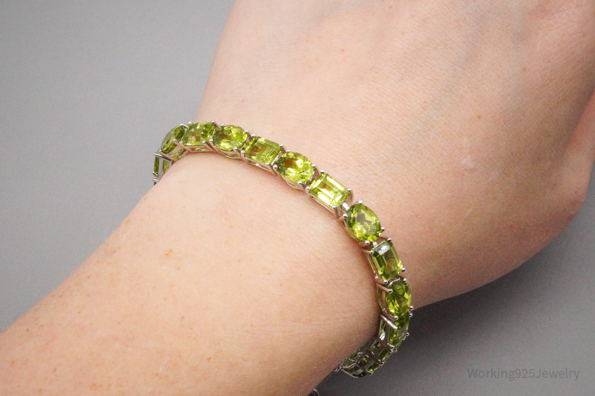 QVC HT Green Peridot Sterling Silver Bracelet - 8.25"