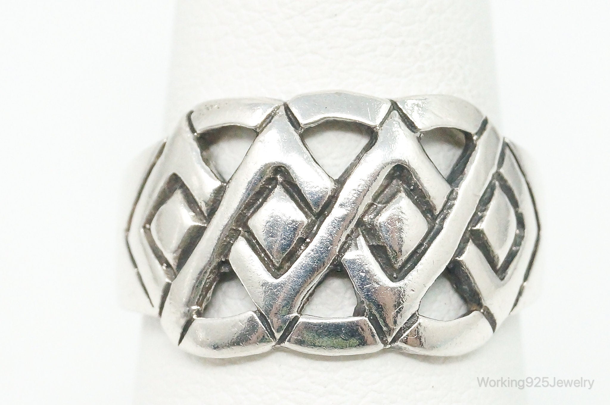 Vintage Knots Design Sterling Silver Band Ring - Size 7.75