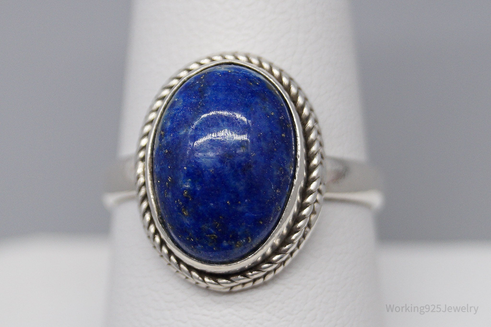 Vintage Lapis Lazuli Sterling Silver Ring - Size 9