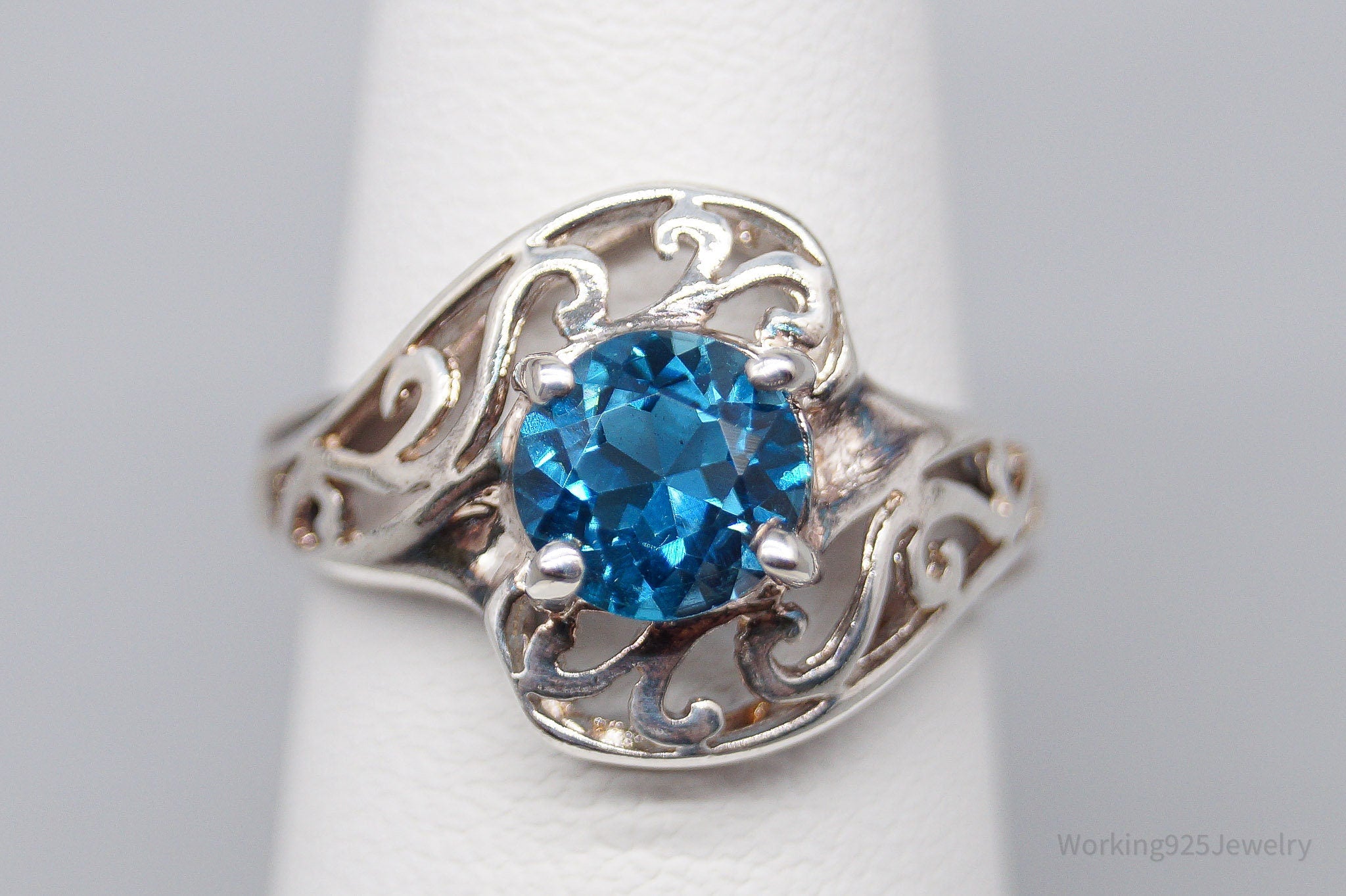 Vintage London Blue Topaz Sterling Silver Ring - Size 6