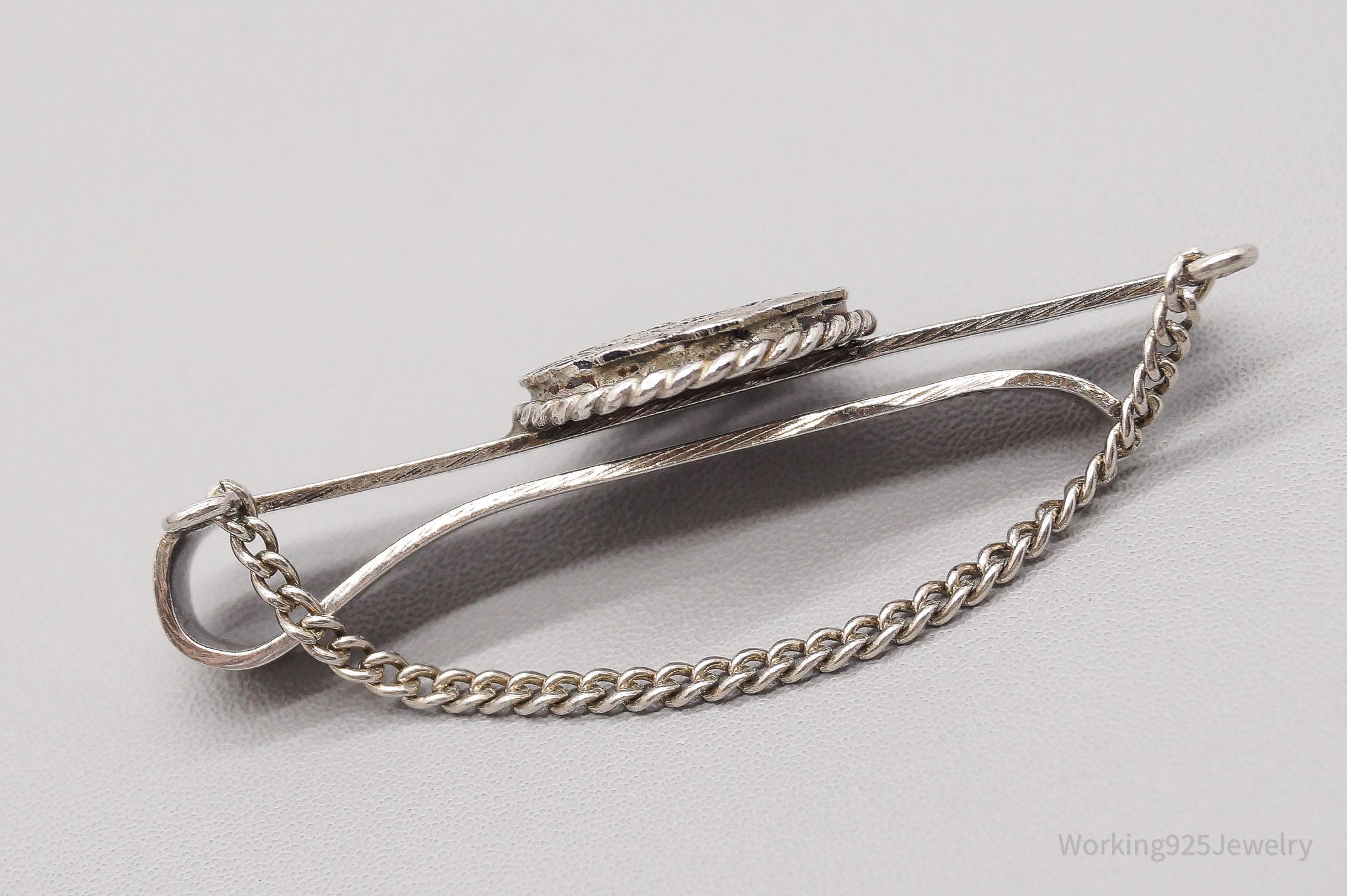 Vintage Peru National Coat Of Arms Sterling Silver Tie Bar