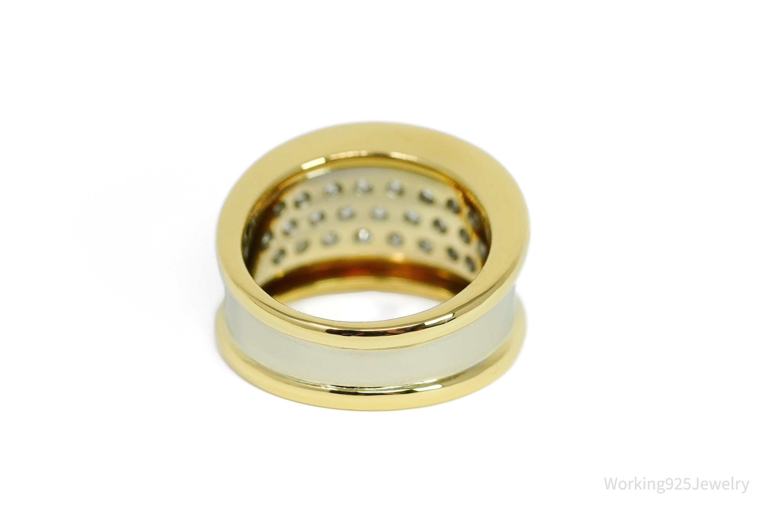 25 Prong Set Diamonds & 18K Gold Two Tone Ring - Size 6.75