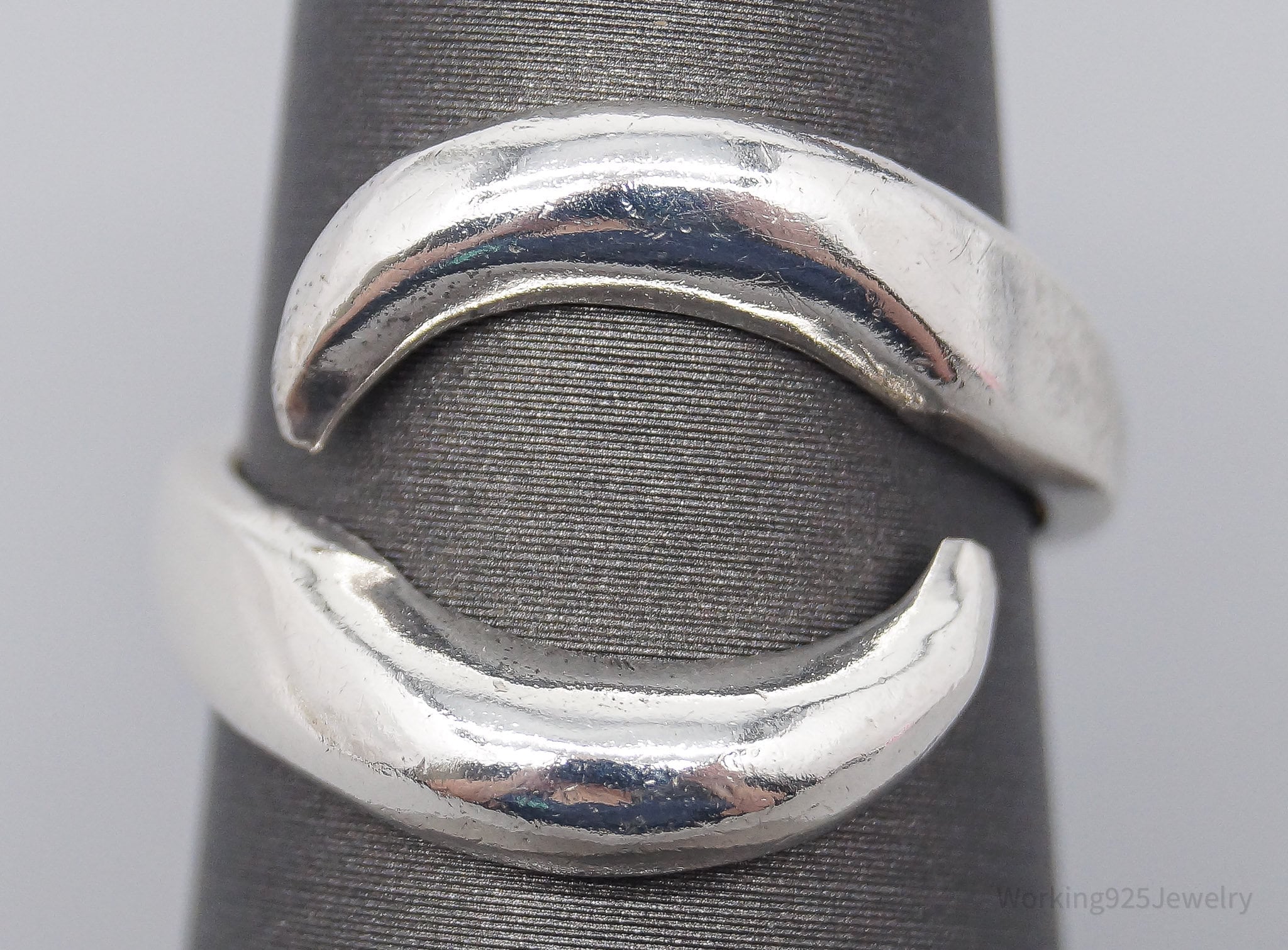 Vintage Mexico Modernist Style Sterling Silver Wrap Ring - Size 6.5 Adjustable