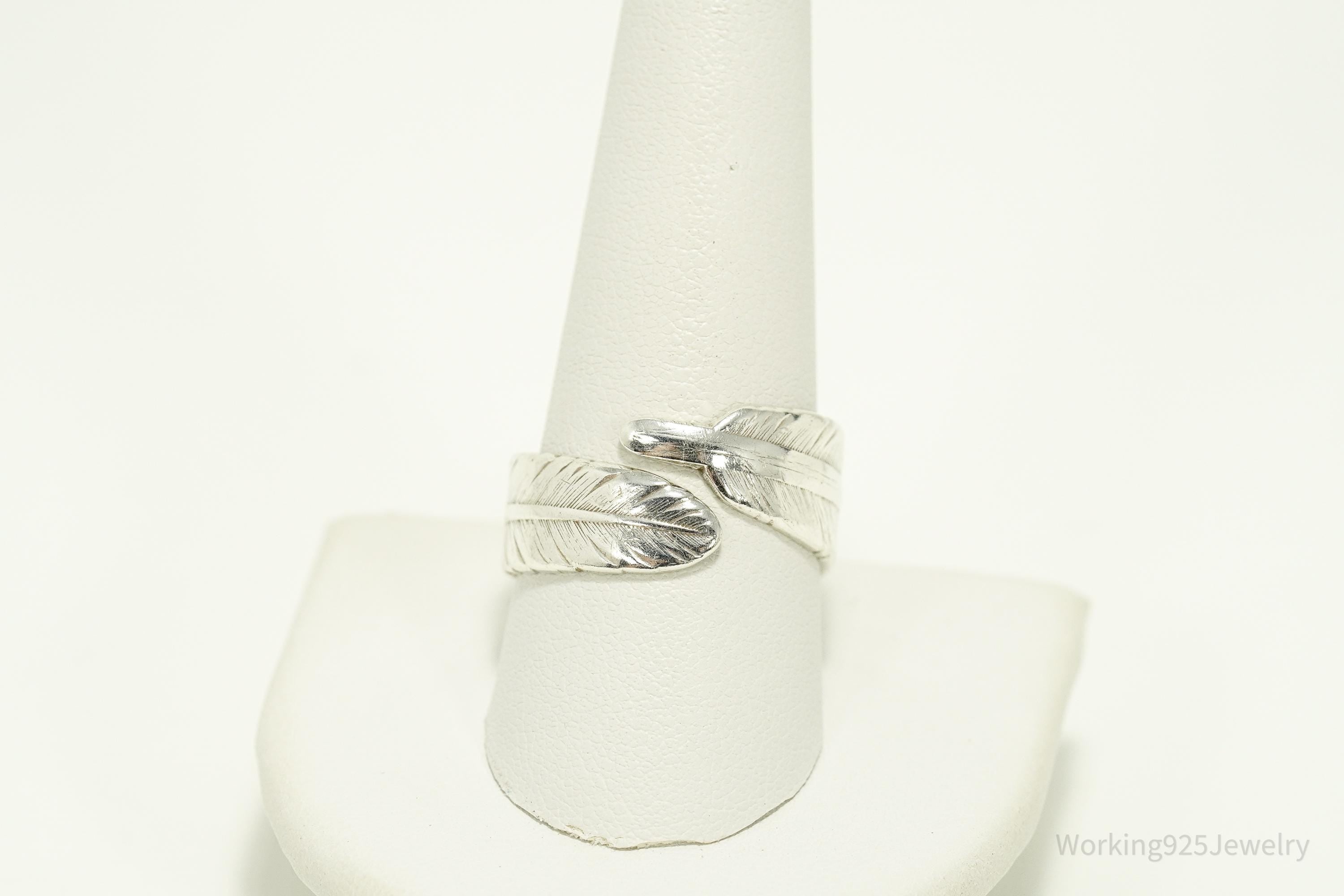 Vintage Feather Wrap Sterling Silver Ring - Size 10.5