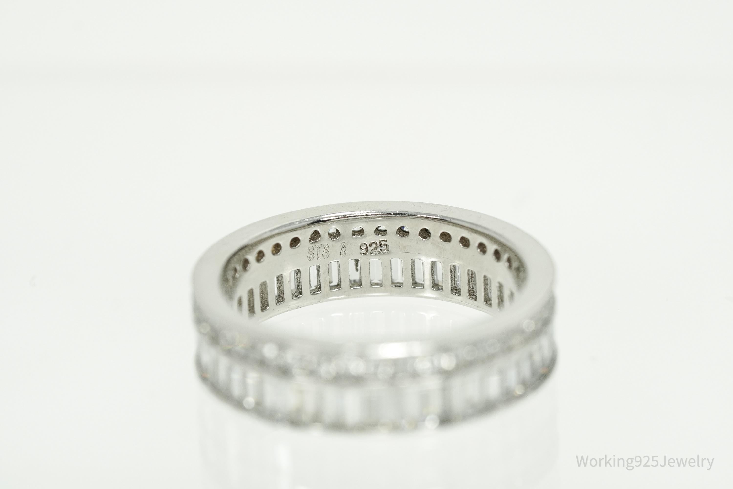 Vintage Cubic Zirconia Sterling Silver Band Ring - Size 8