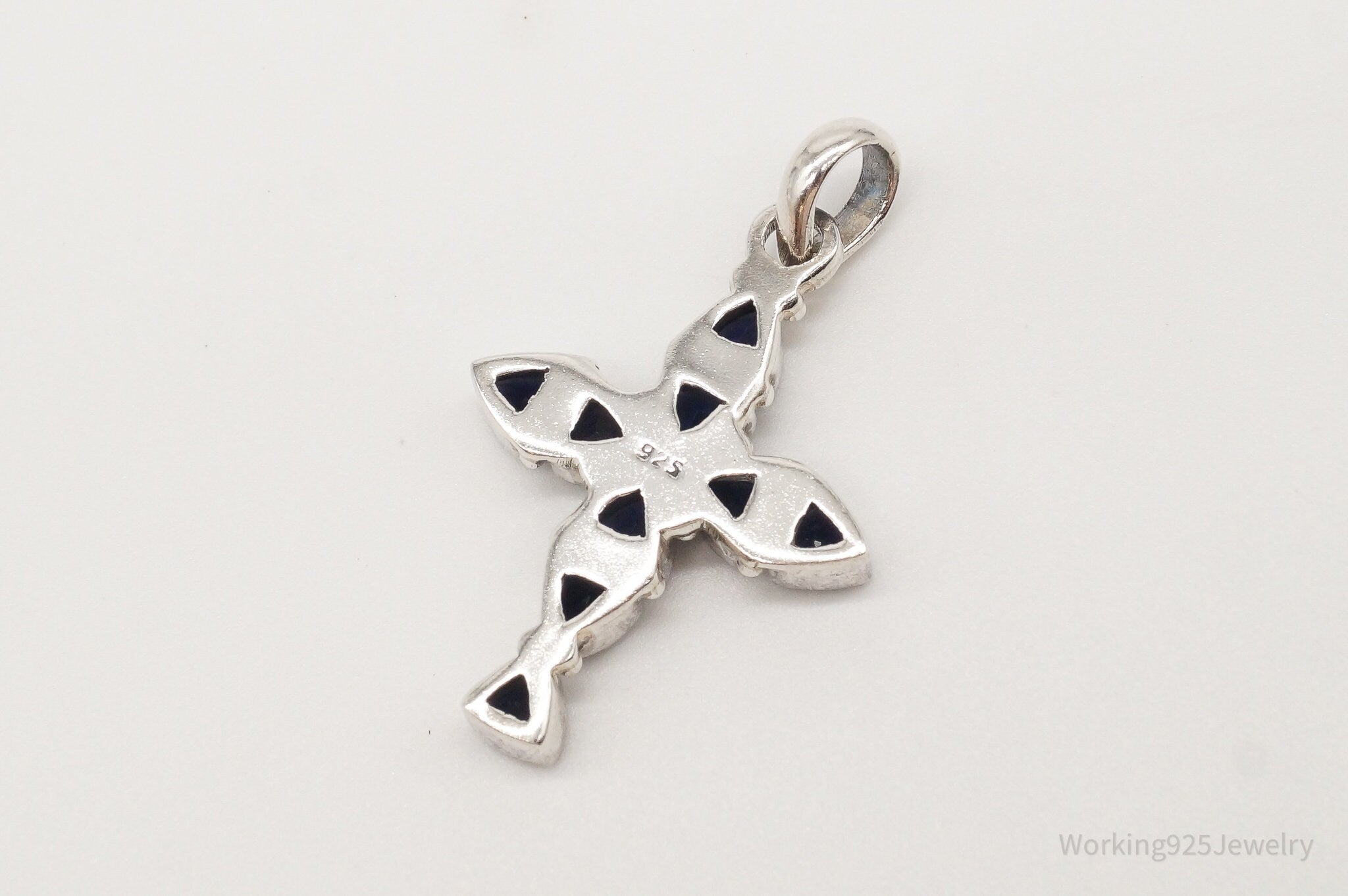 Vintage Iolite Cross Sterling Silver Pendant