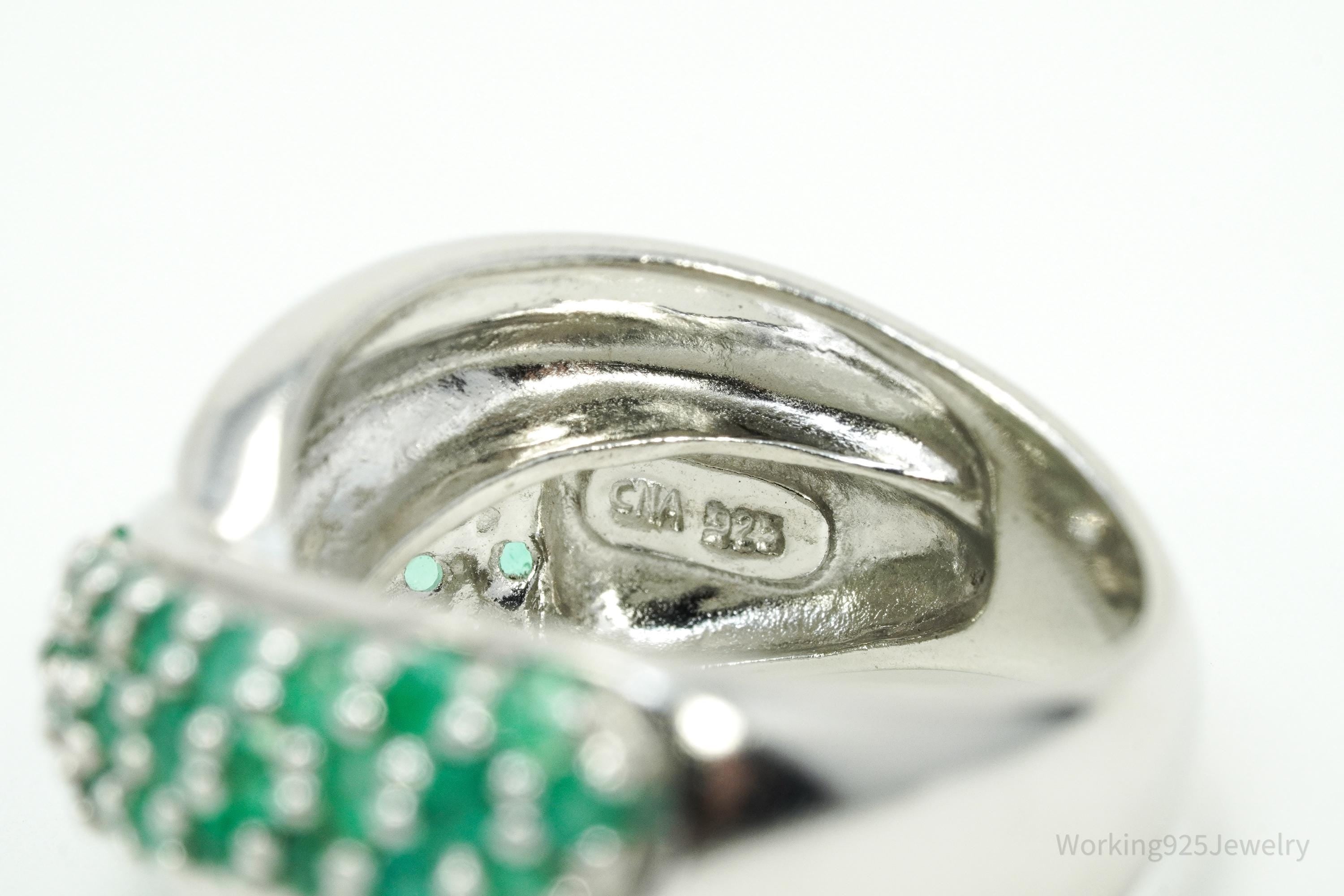 Vintage CNA Emerald Sterling Silver Ring - Size 6