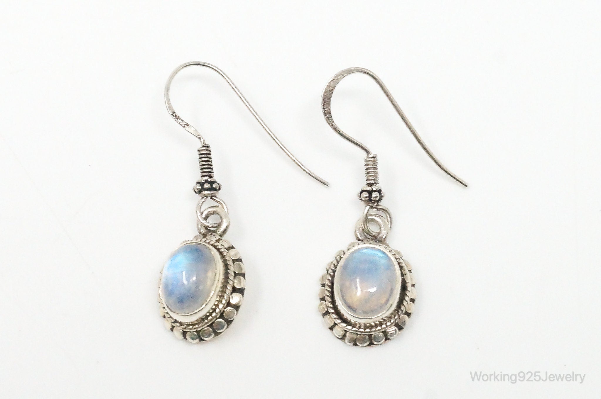 Vintage Moonstone Bali Style Sterling Silver Earrings