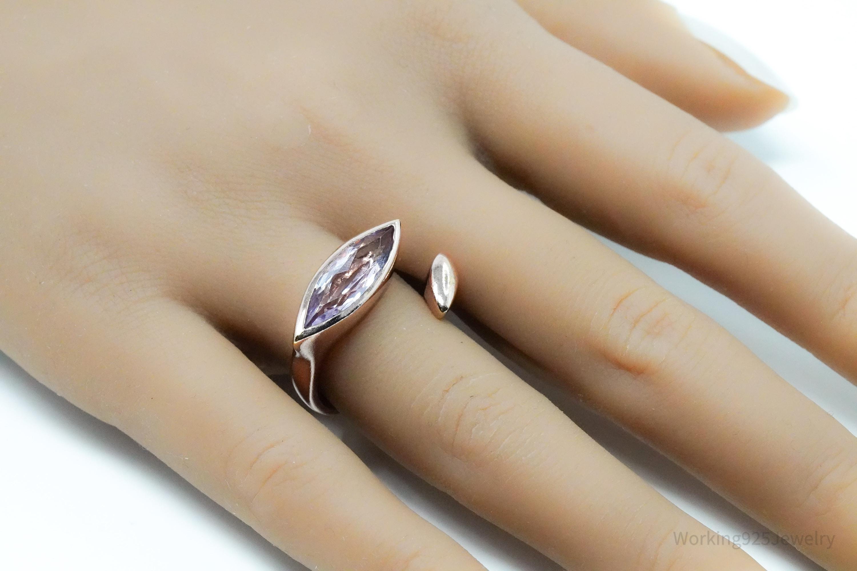 Vintage Amethyst Rose Gold Vermeil Sterling Silver Ring - Size 8