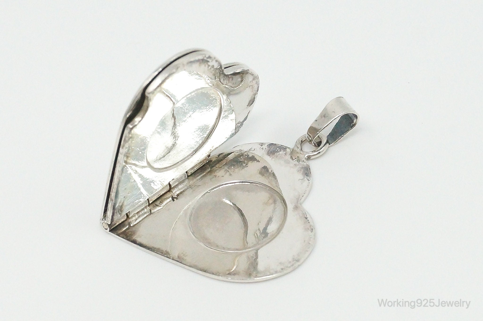 Vintage Mexico Heart Folding Locket Sterling Silver Pendant