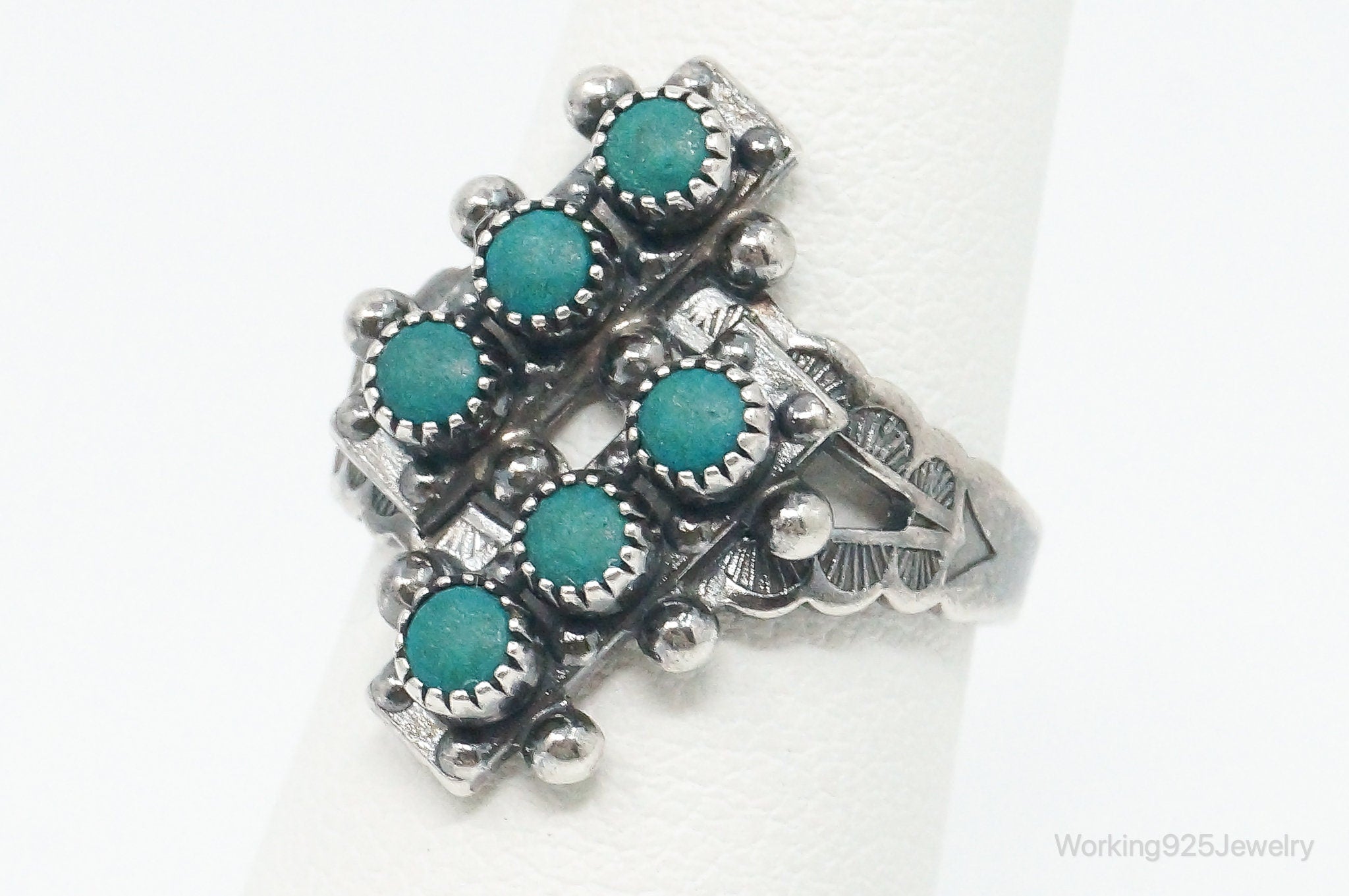 VTG Native American Turquoise Unsigned Sterling Silver Ring SZ 6.5