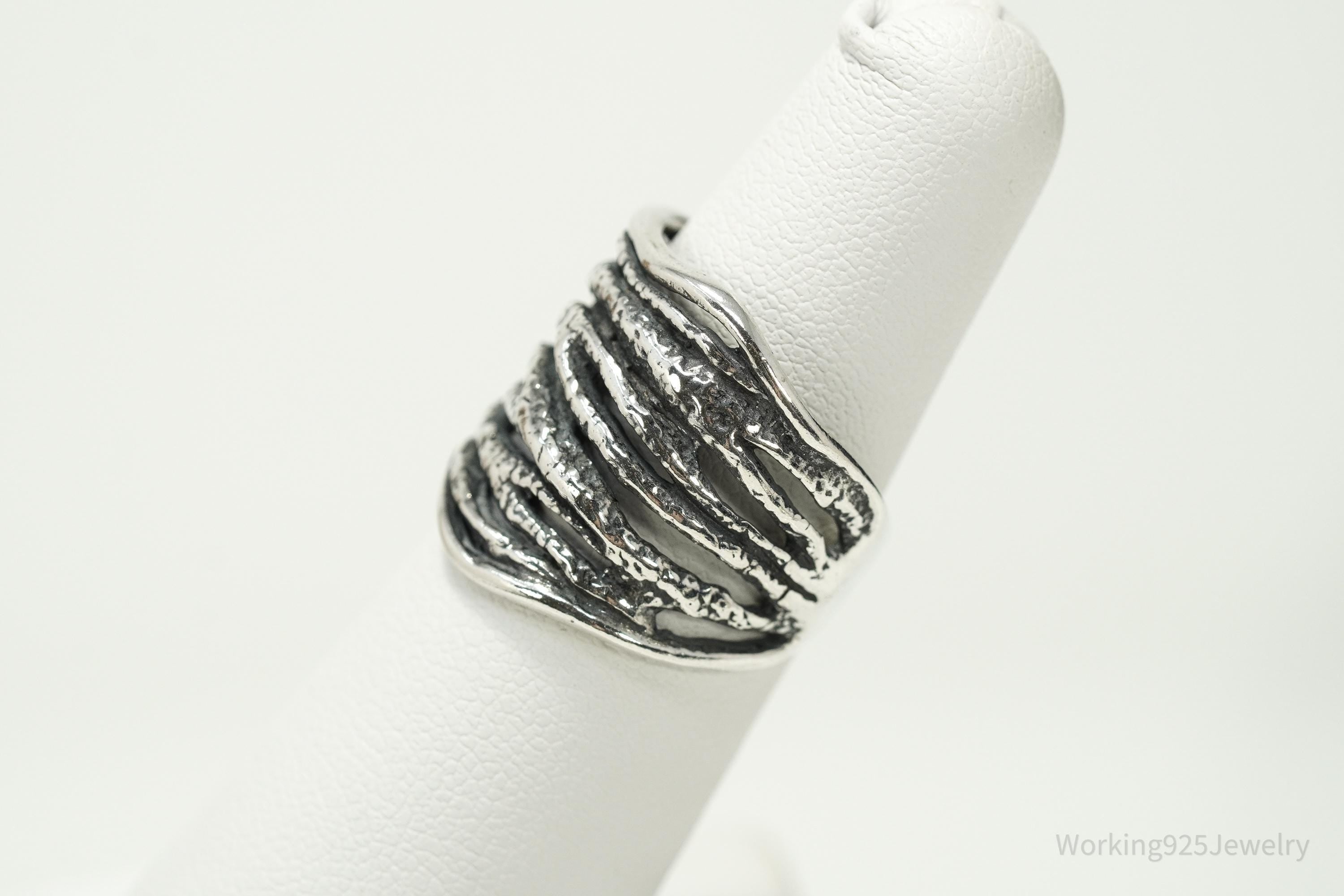 Vintage Shablool Didae Textured Sterling Silver Band Ring Size 6