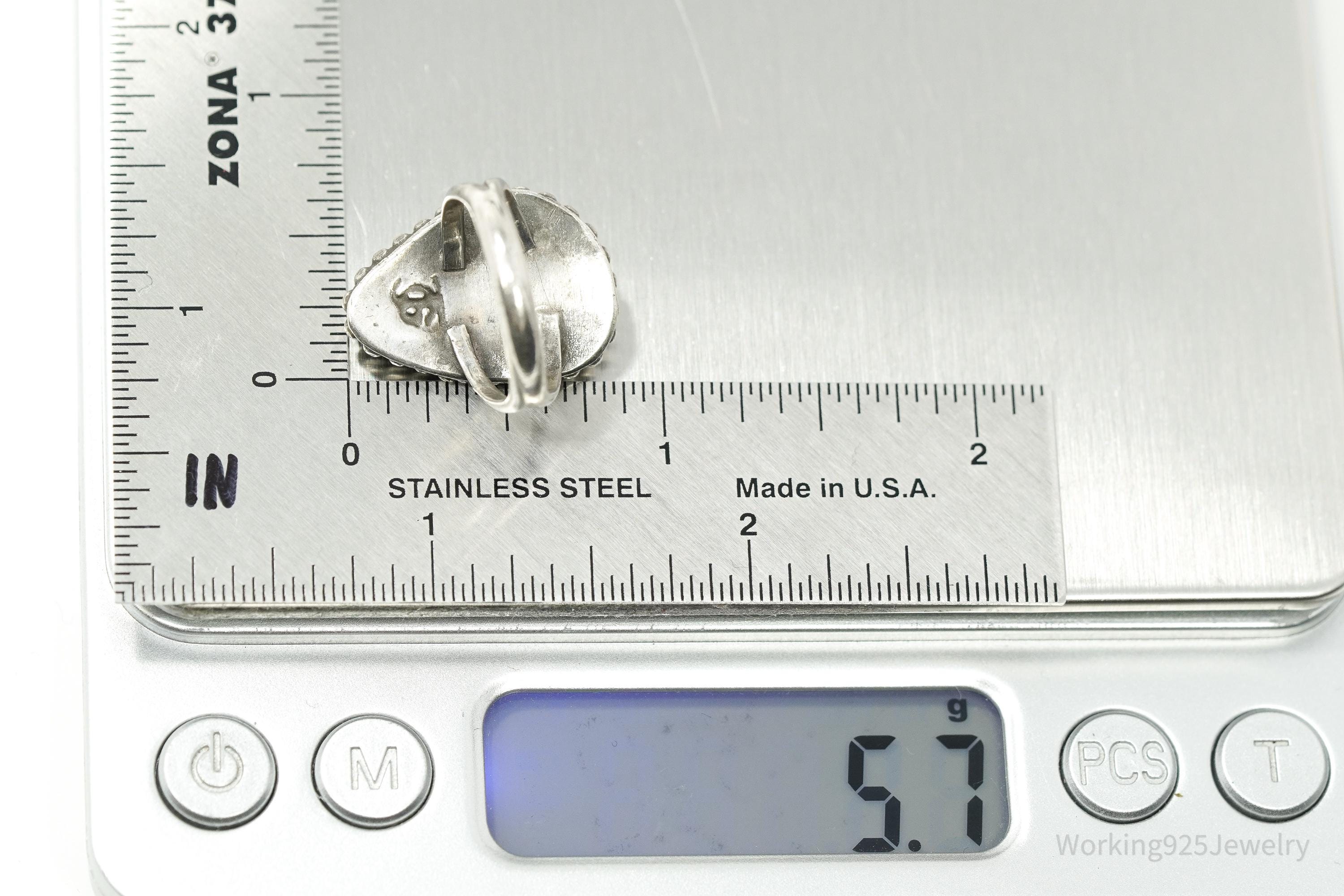 Vintage Handmade Native American Turquoise Sterling Silver Ring - Size 5.75