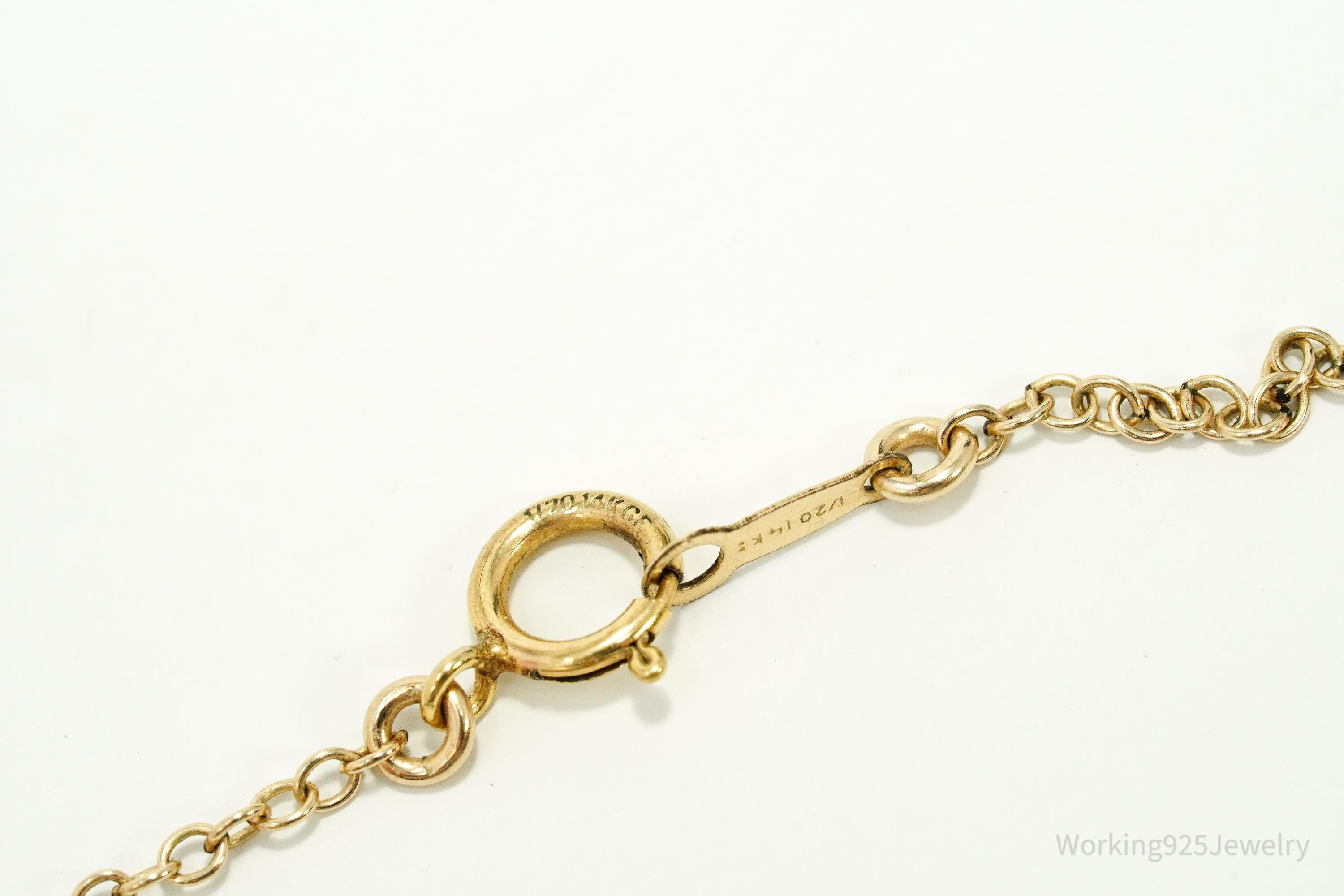 Vintage Pink Tourmaline 14K Yellow Gold Filled Necklace 19"