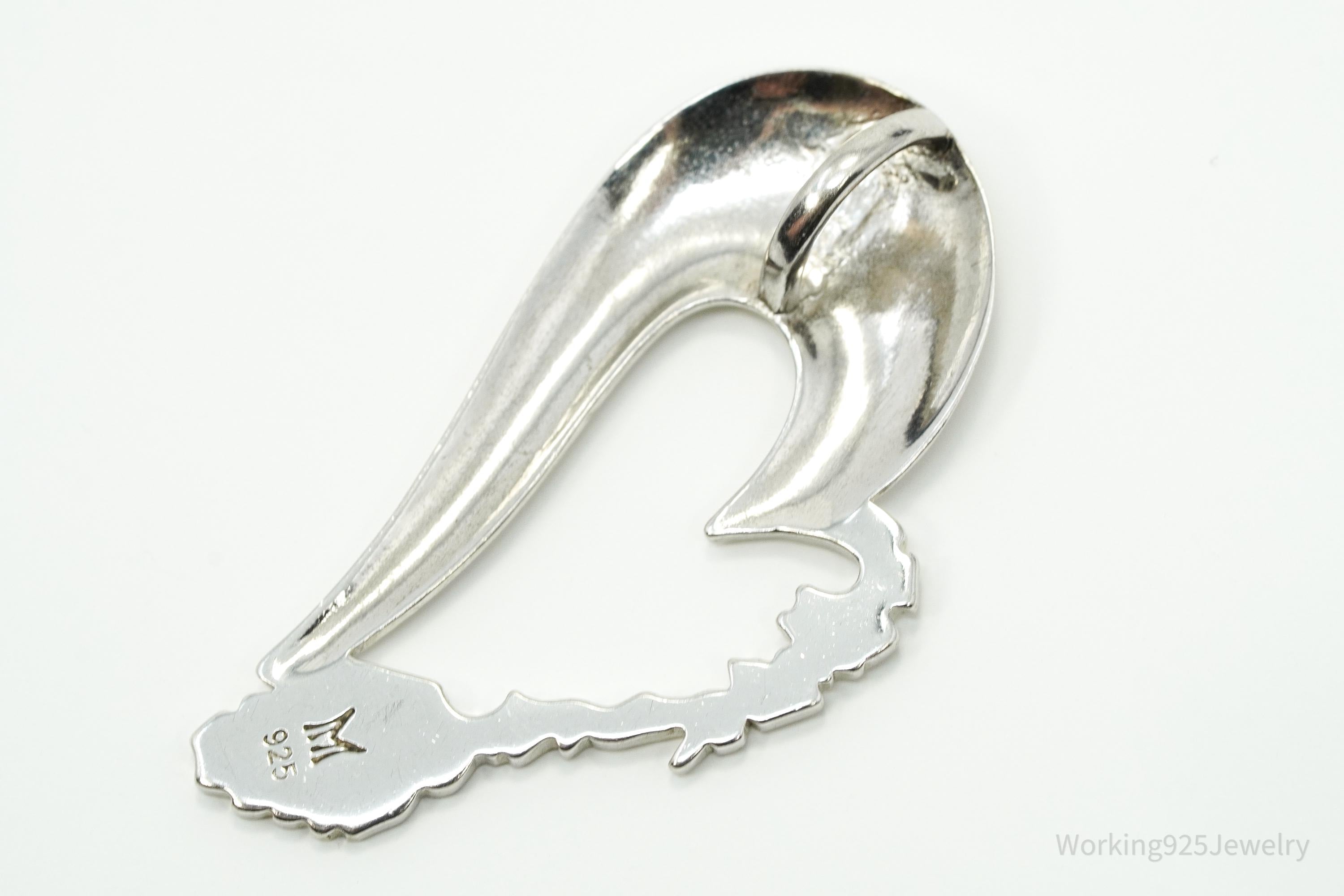 Vintage Heart Sterling Silver Necklace Pendant