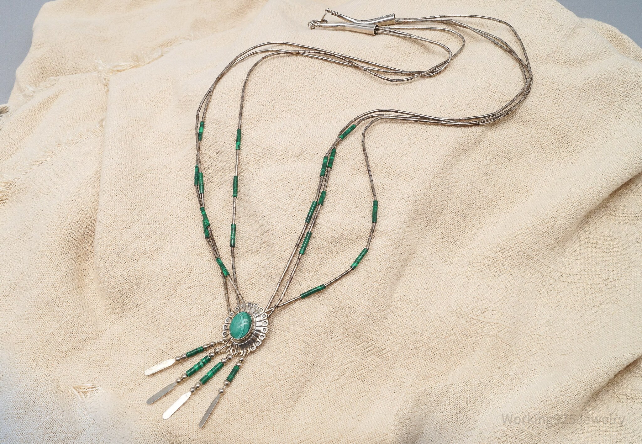 VTG Native QT Pendant On Carolyn Pollack Bead Sterling Silver Chain Necklace