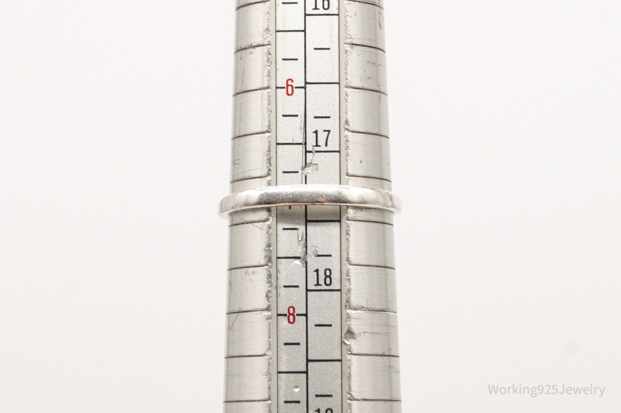 Vintage Green & White Cubic Zirconia Sterling Silver Ring - Size 7