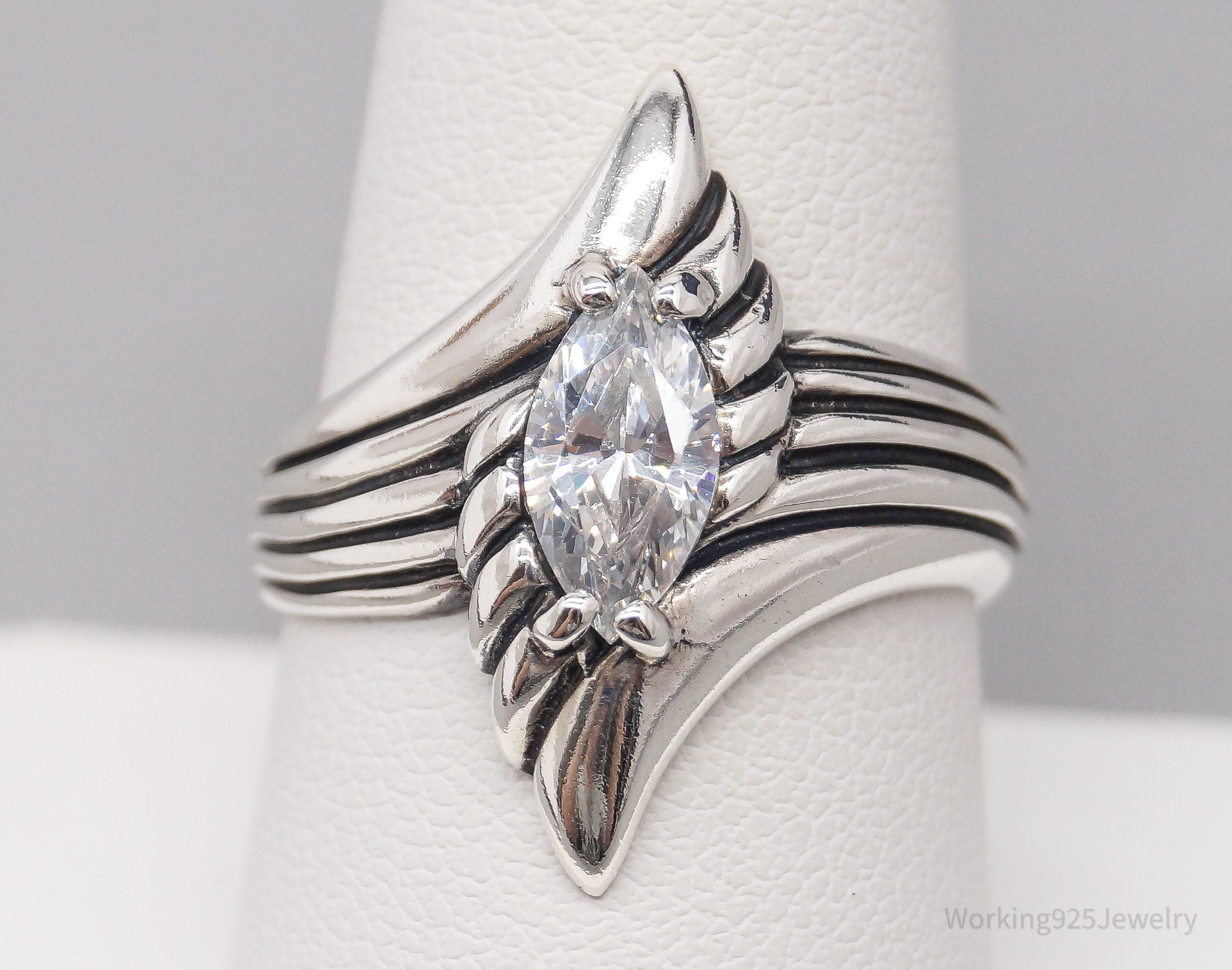 Vintage Designer Kabana Cubic Zirconia Sterling Silver Ring - Size 9