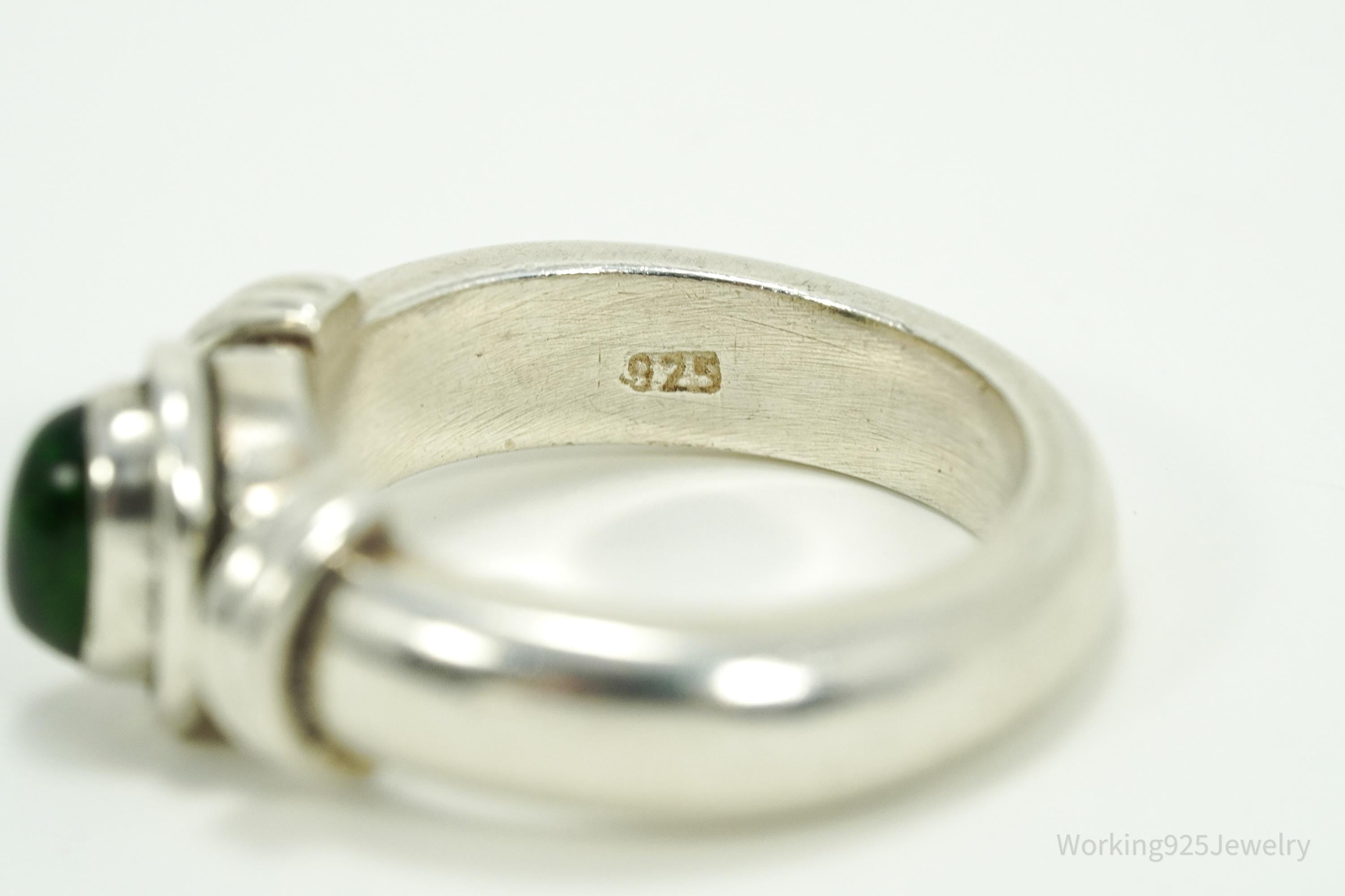 Vintage Emerald Sterling Silver Ring - Size 7.5