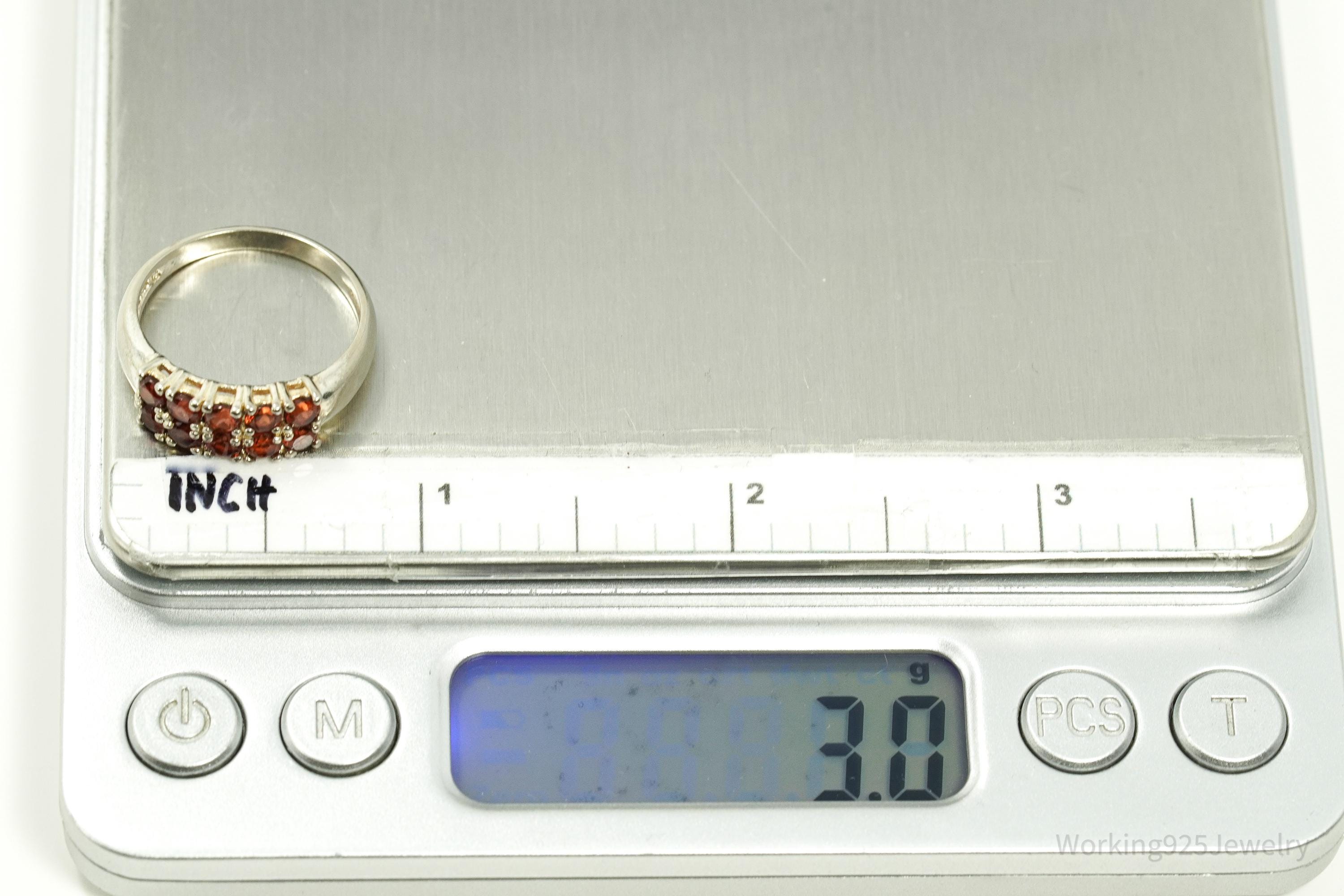 Vintage Garnet Sterling Silver Ring - Size 8