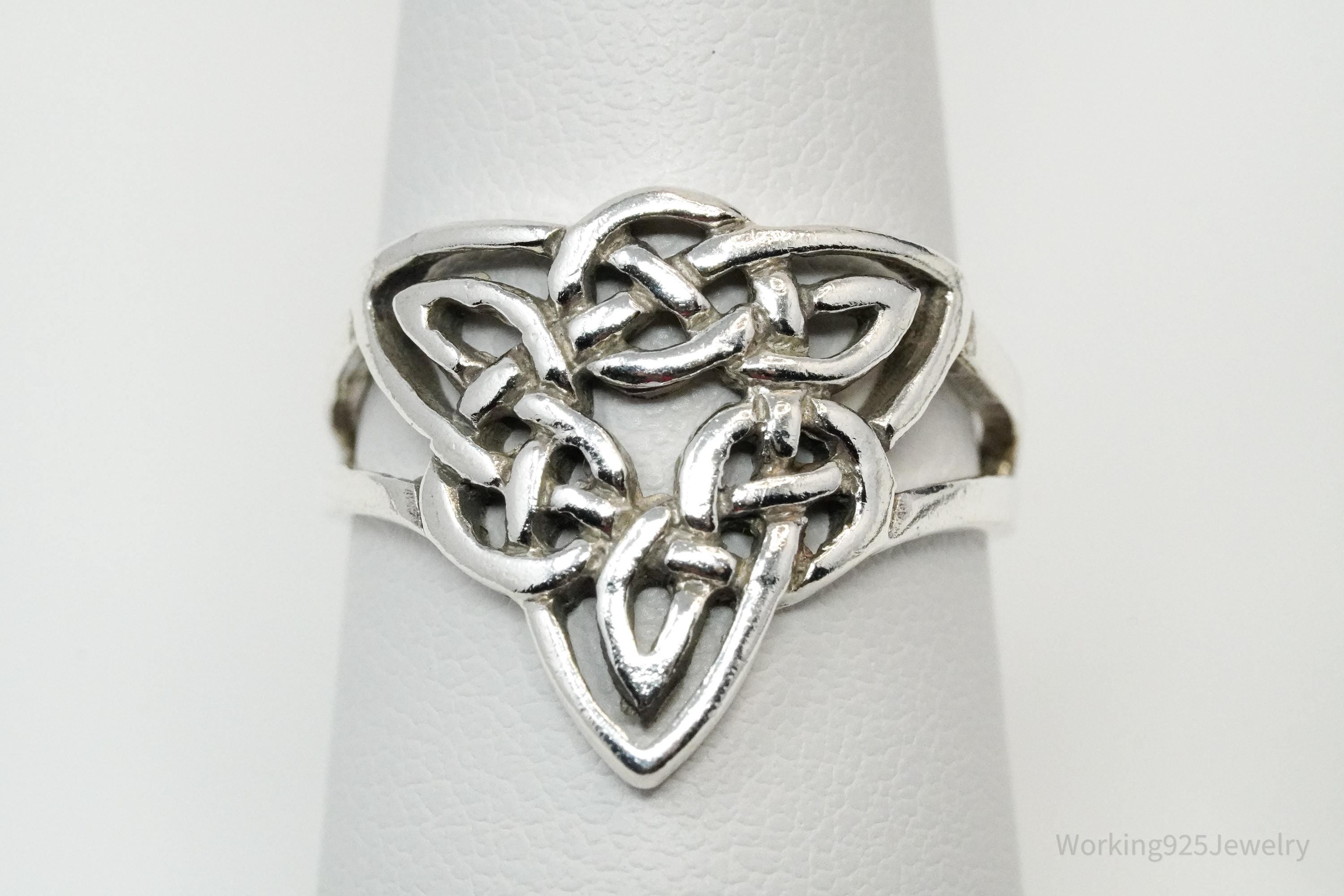 Vintage Celtic Knot Design Sterling Silver Ring - Size 6.5