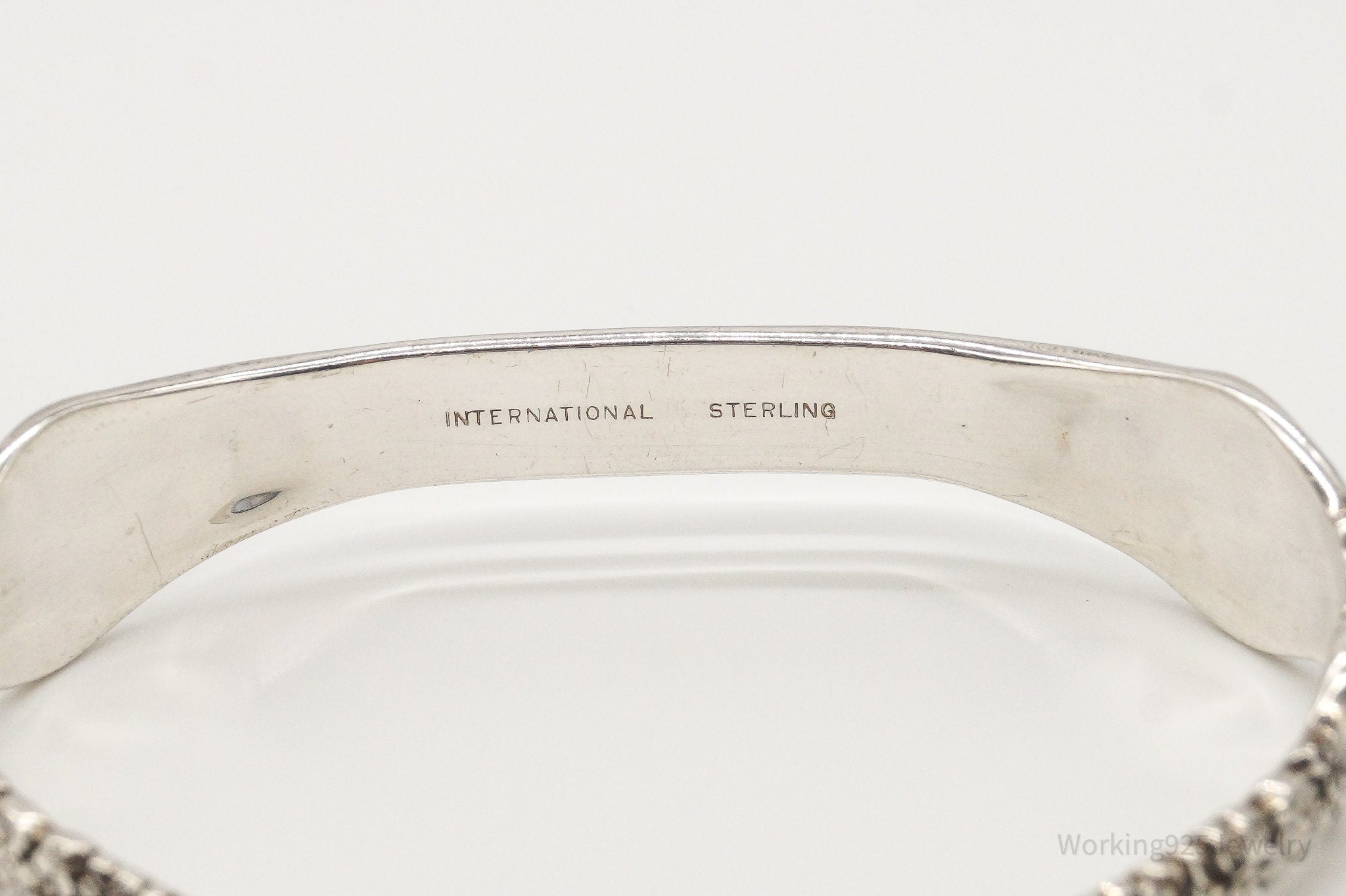 Antique Initials Name Plate International Sterling Silver Cuff Bracelet