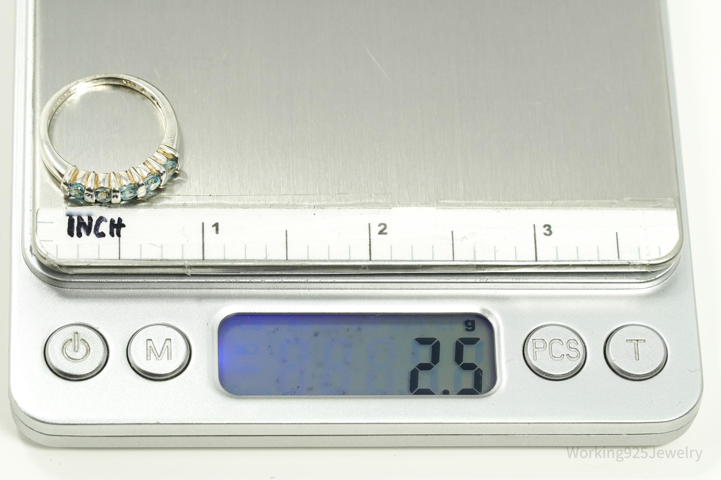 Vintage Blue Topaz Sterling Silver Ring - Size 8