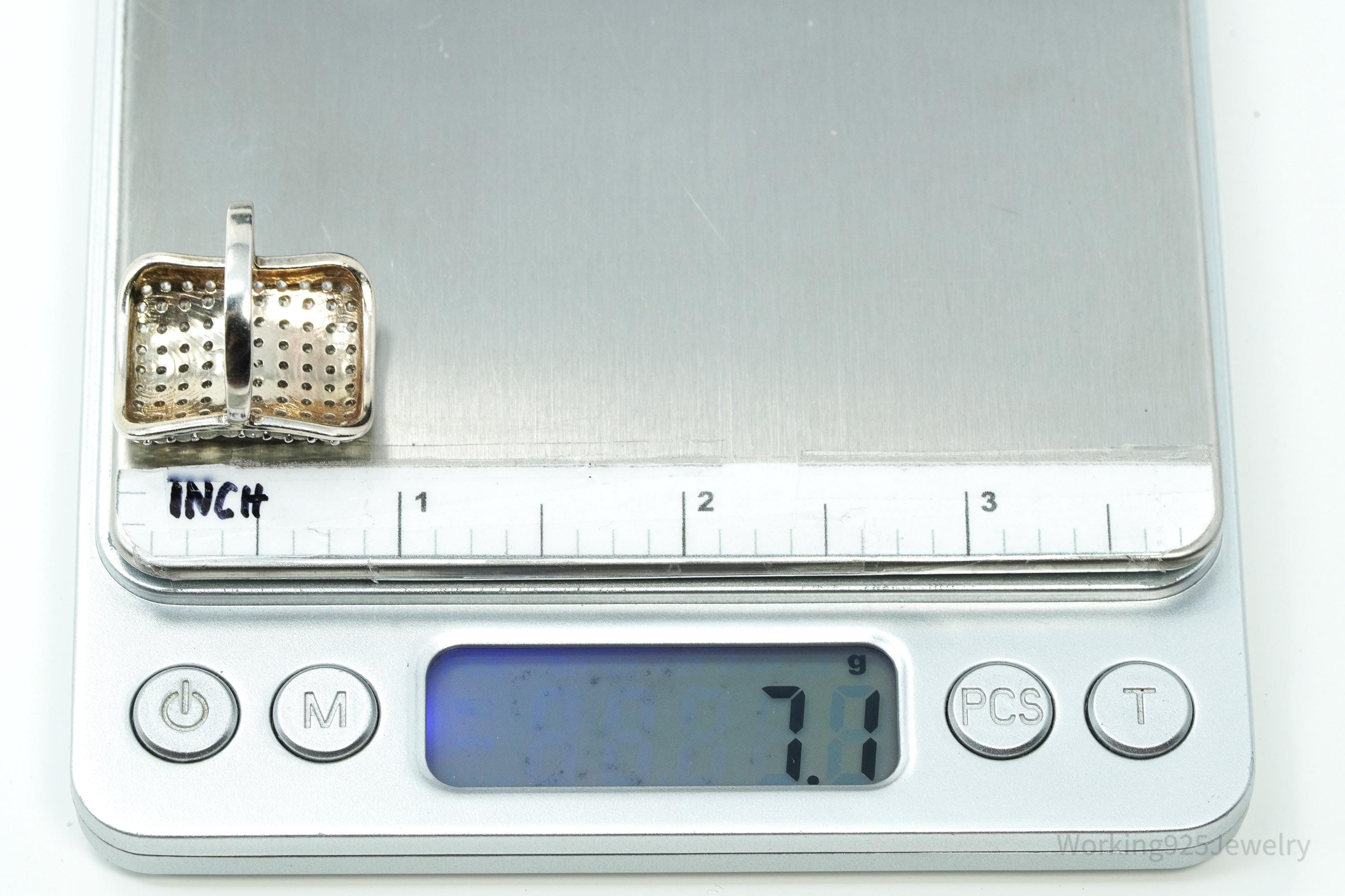 Vintage SJD Cubic Zirconia Sterling Silver Band Ring - Size 6.75