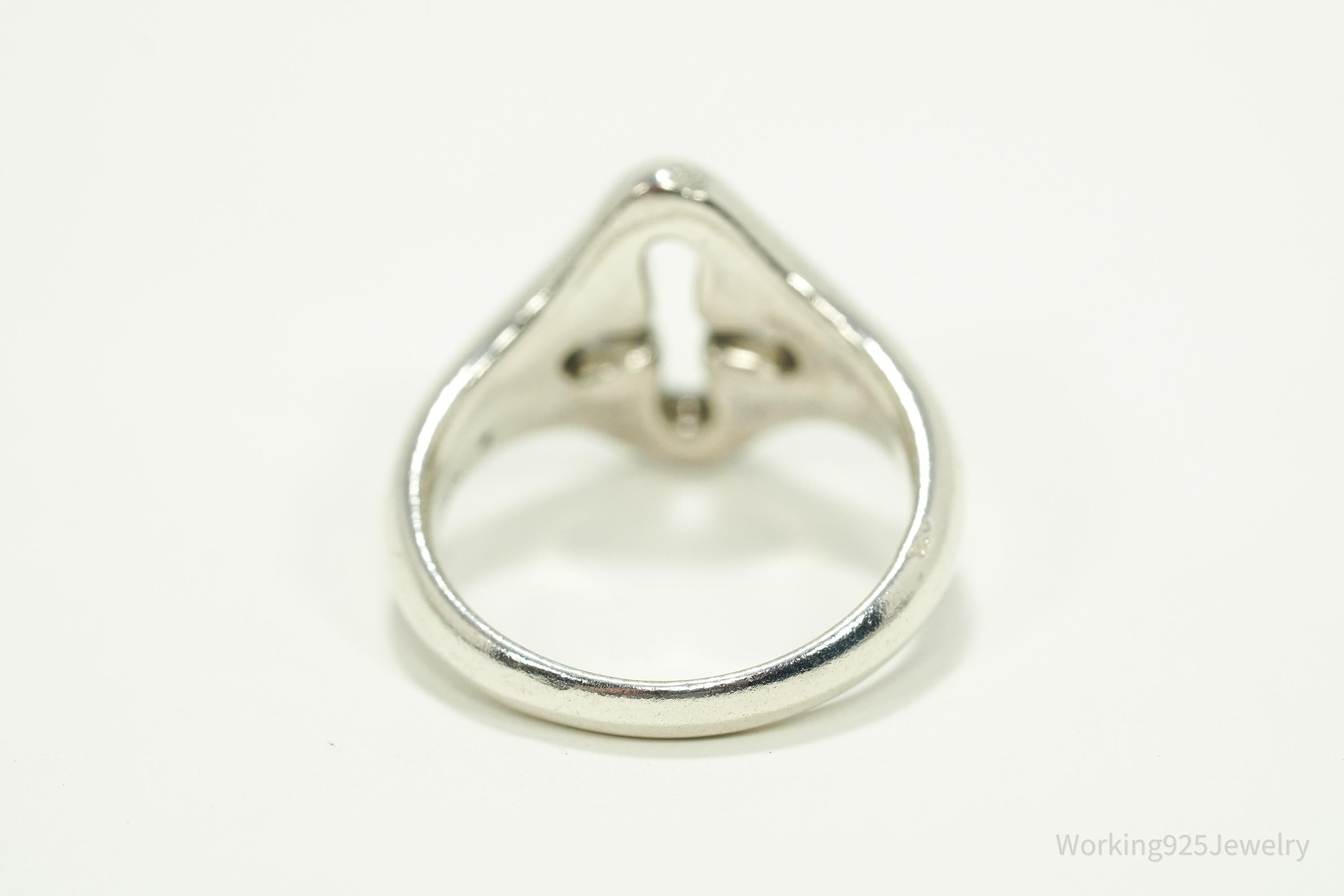 Vintage Silver Cross Cut Out Band Ring - Size 5