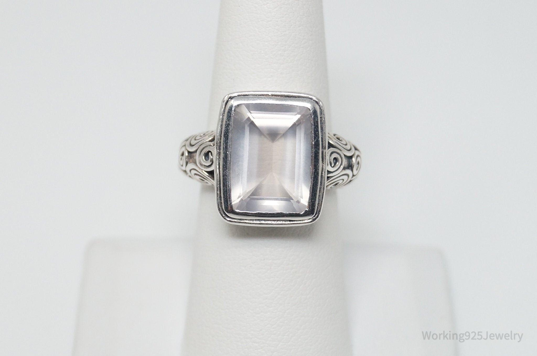 Vintage White Topaz Sterling Silver Statement Ring - Sz 6.5