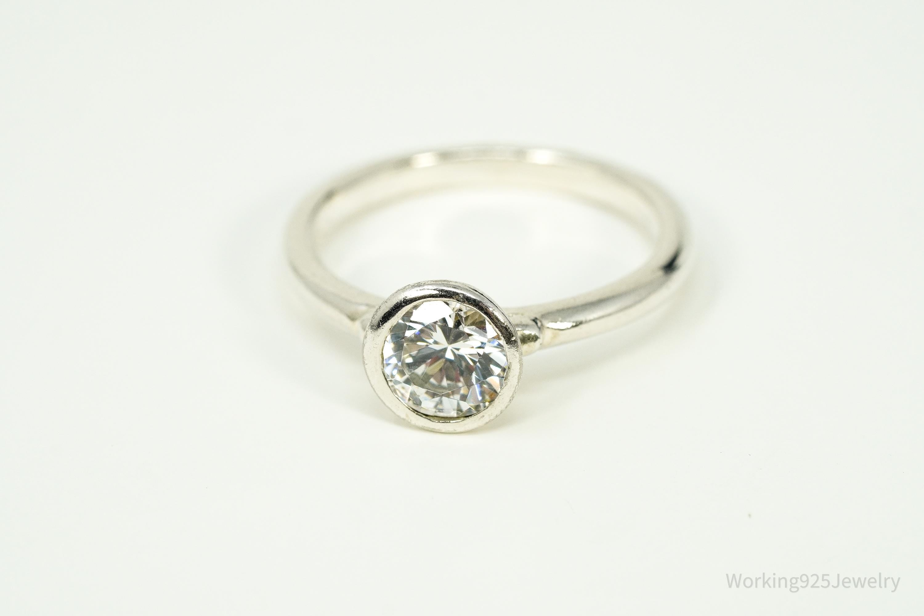 Vintage Cubic Zirconia Sterling Silver Ring Size 8