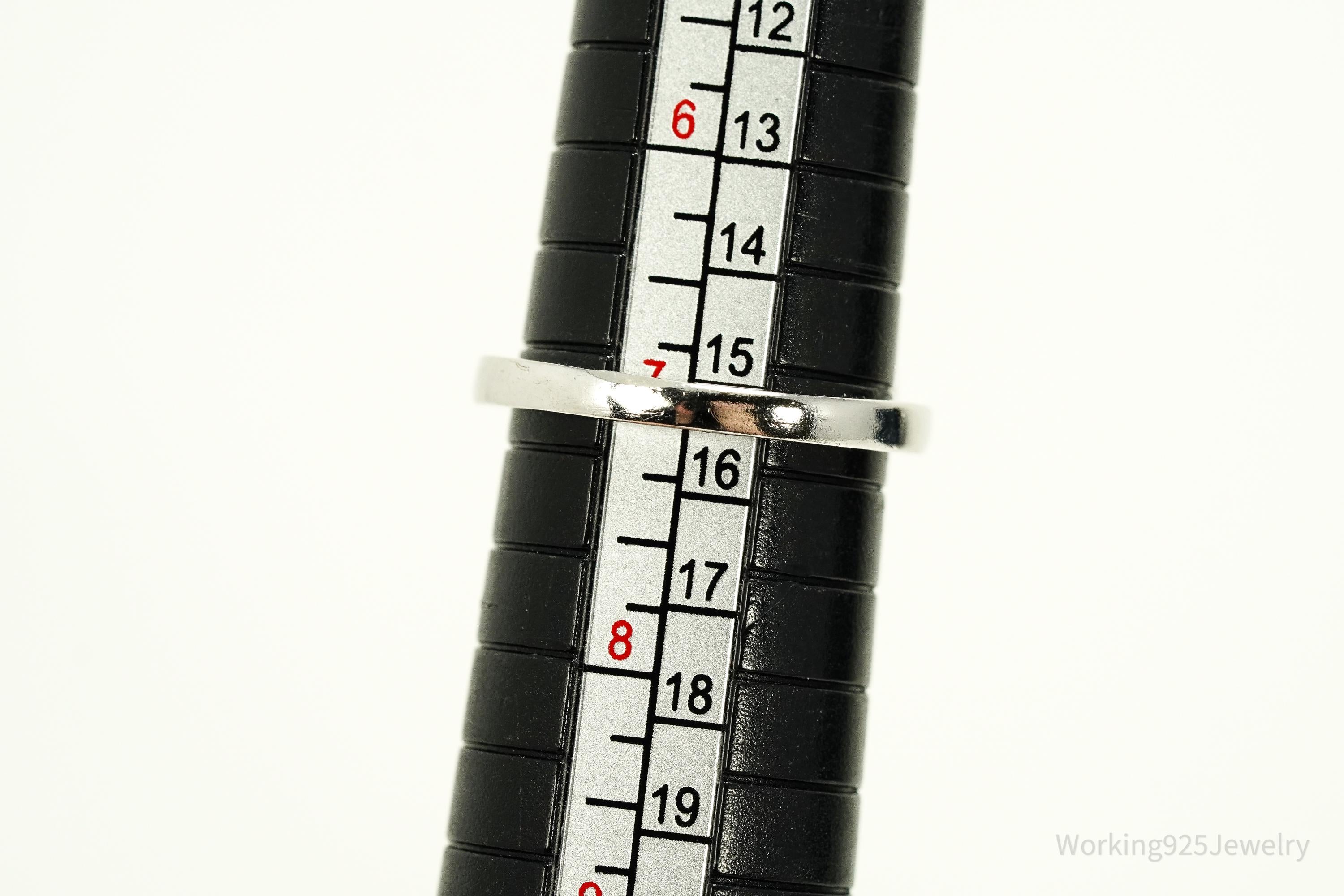 Vintage Faux Emerald & Cubic Zirconia Sterling Silver Ring - Size 7