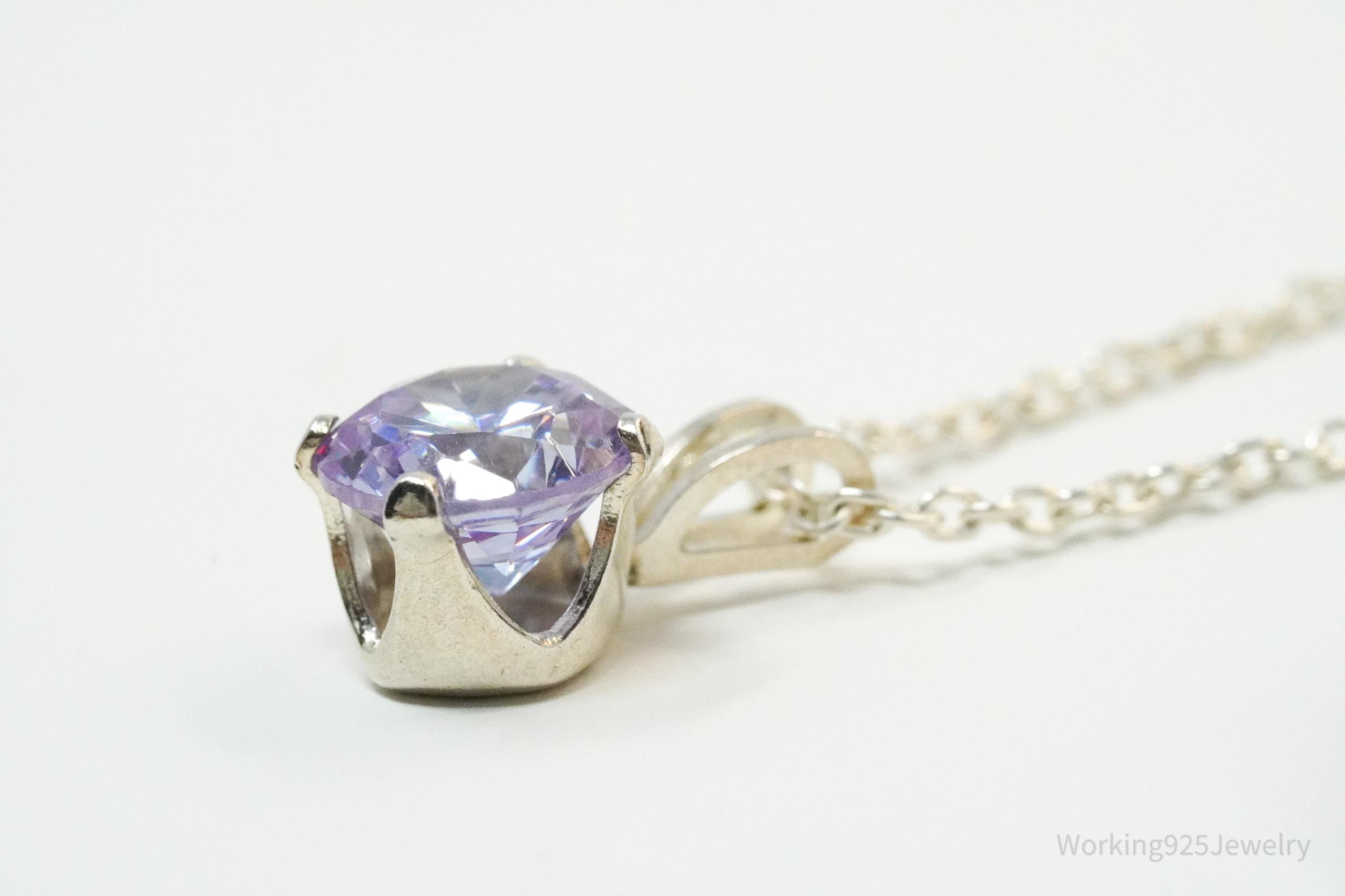 Vintage Violet Cubic Zirconia Sterling Silver Necklace - 18"