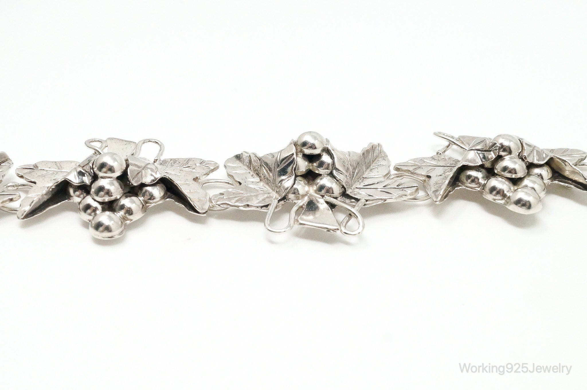 Vintage Mexico Grape Cluster Modernist Sterling Silver Bracelet