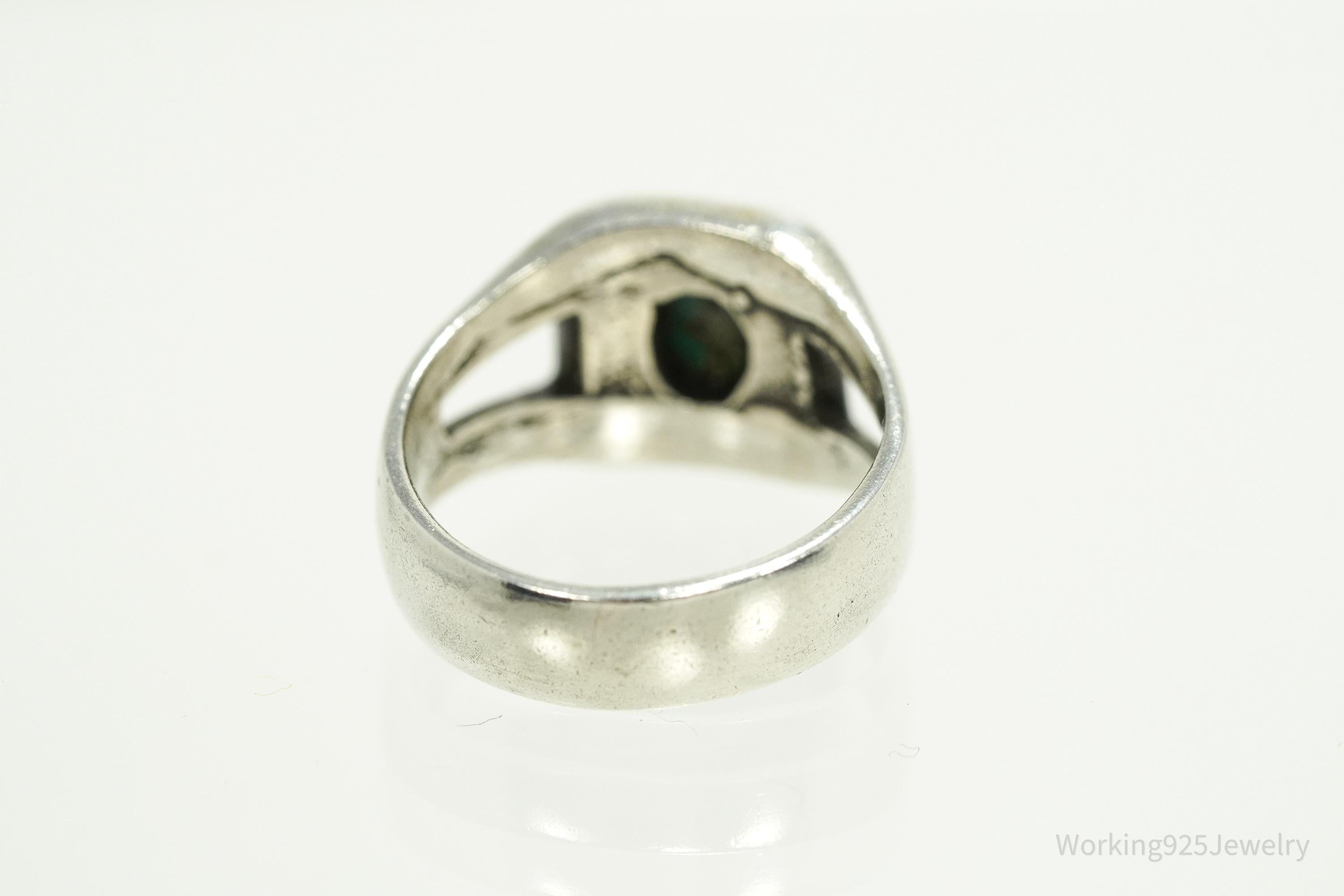 Vintage Native American Turquoise Unsigned Silver Ring - Size 5