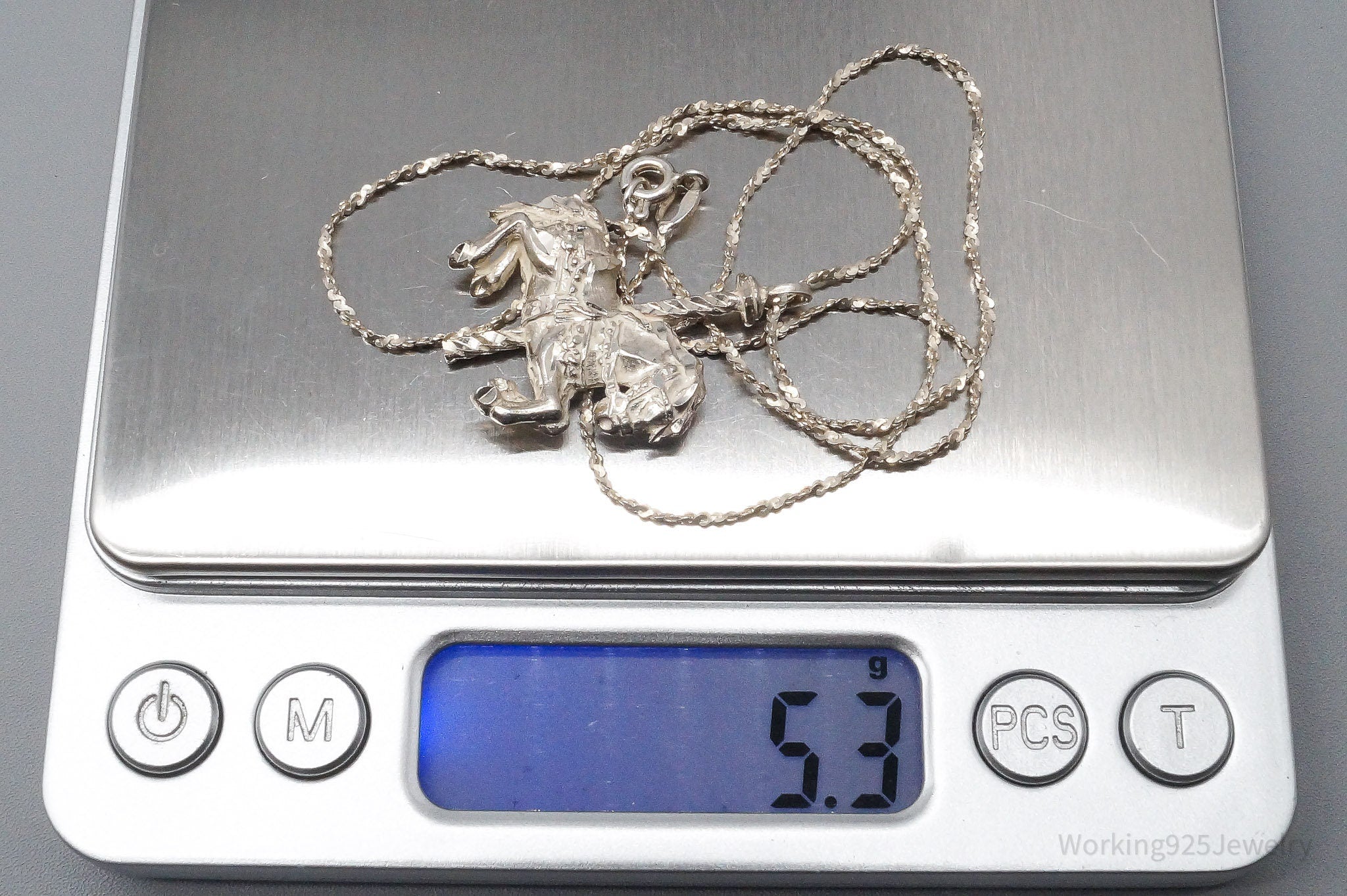 Vintage Merry-Go-Round Carousel Horse Sterling Silver Necklace 18"