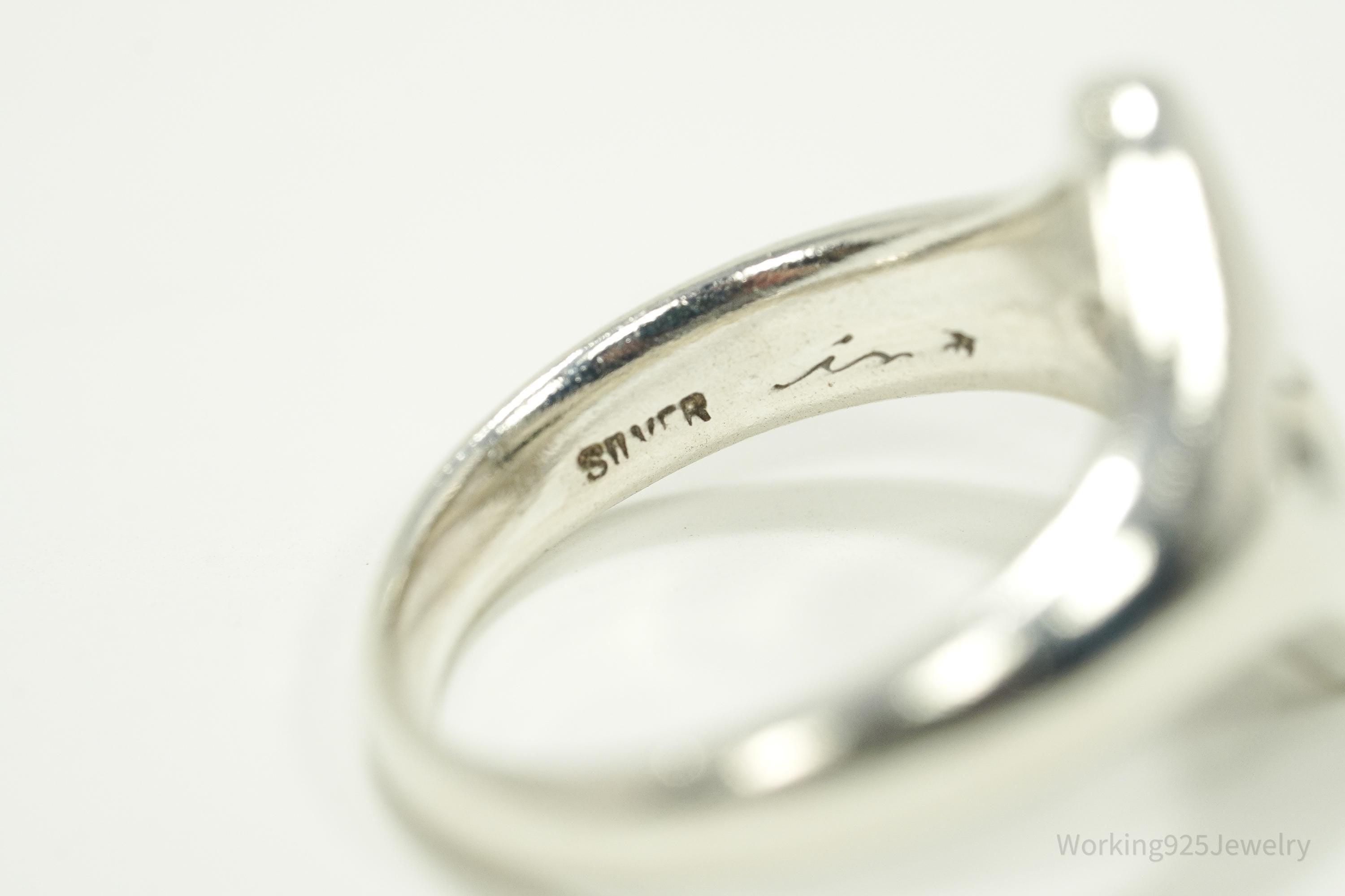 Vintage Silver Cross Cut Out Band Ring - Size 5