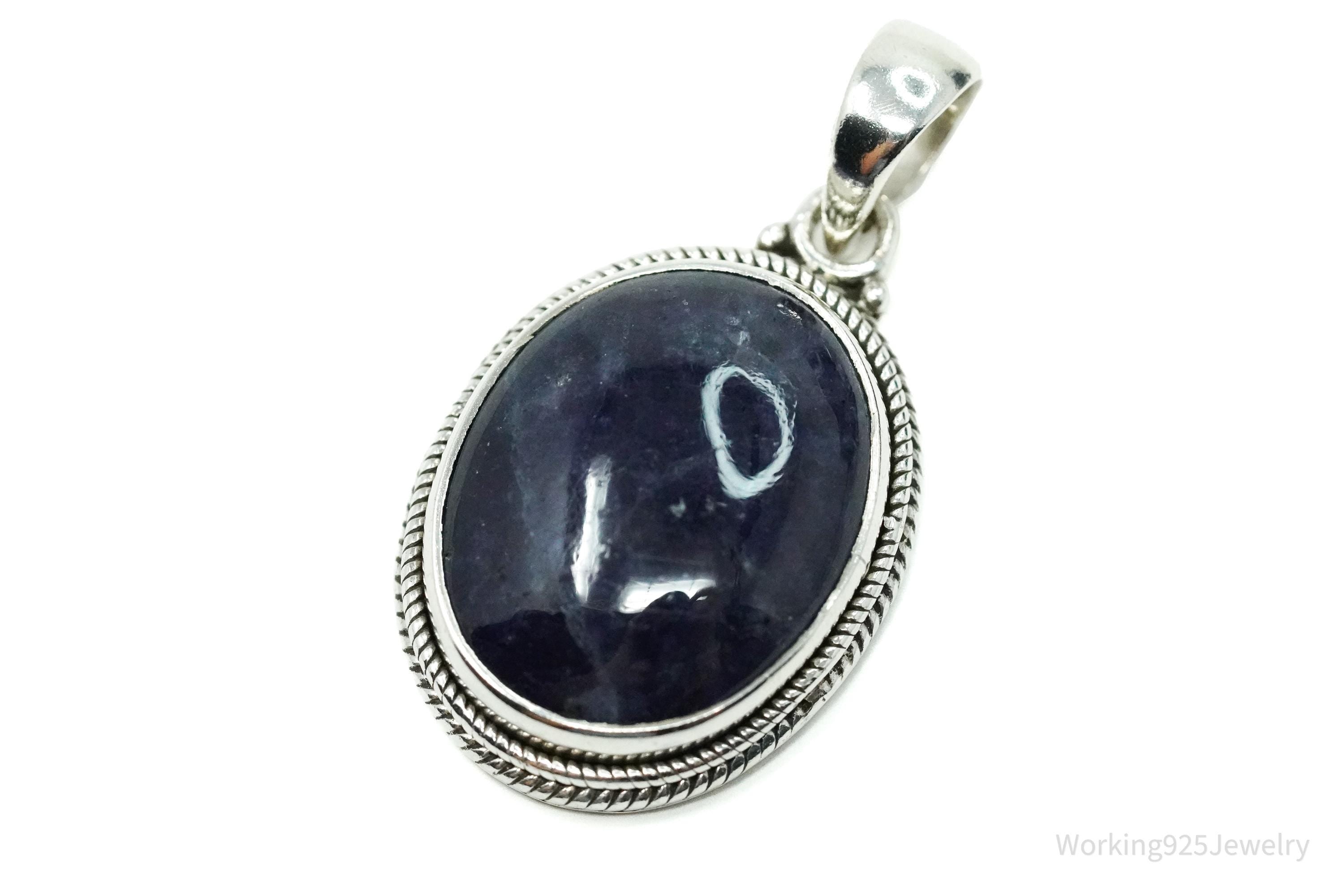Vintage Bluish Purple Stone Sterling Silver Pendant