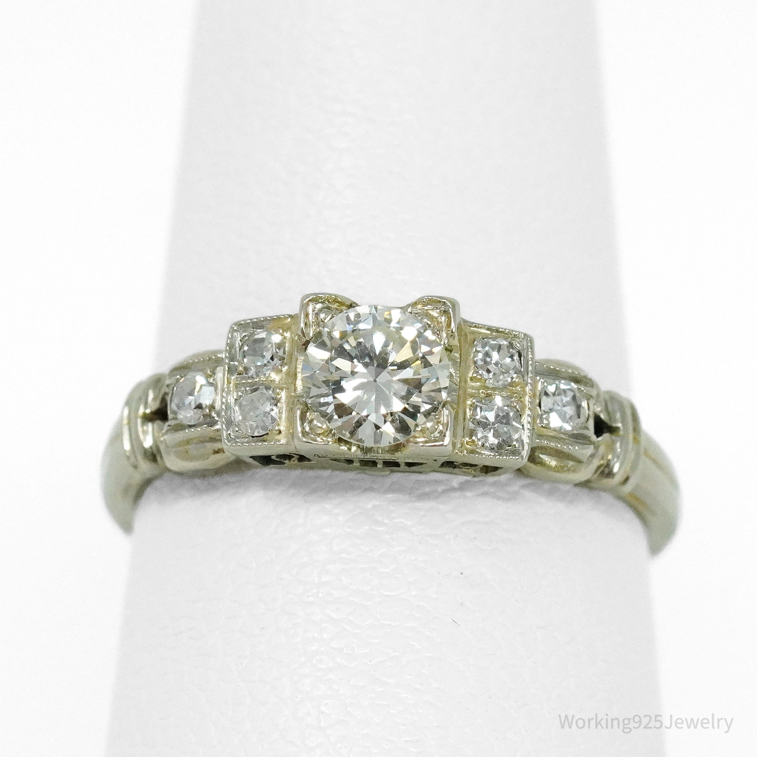 1930s Belais brothers 18K White Gold & Diamond Ring - Size 5 3/4